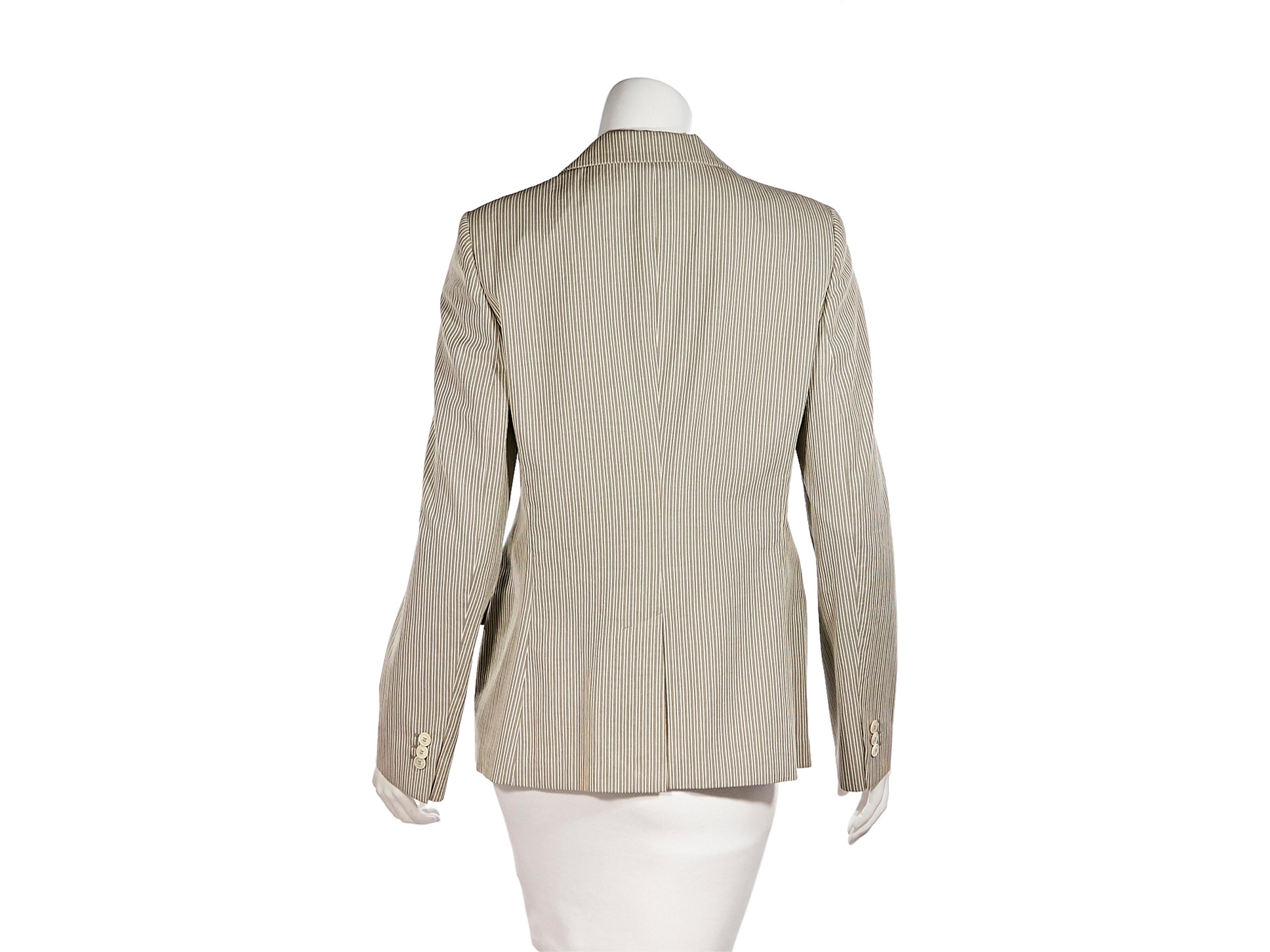 Grey & White Loro Piana Striped Cotton Blazer In New Condition In New York, NY