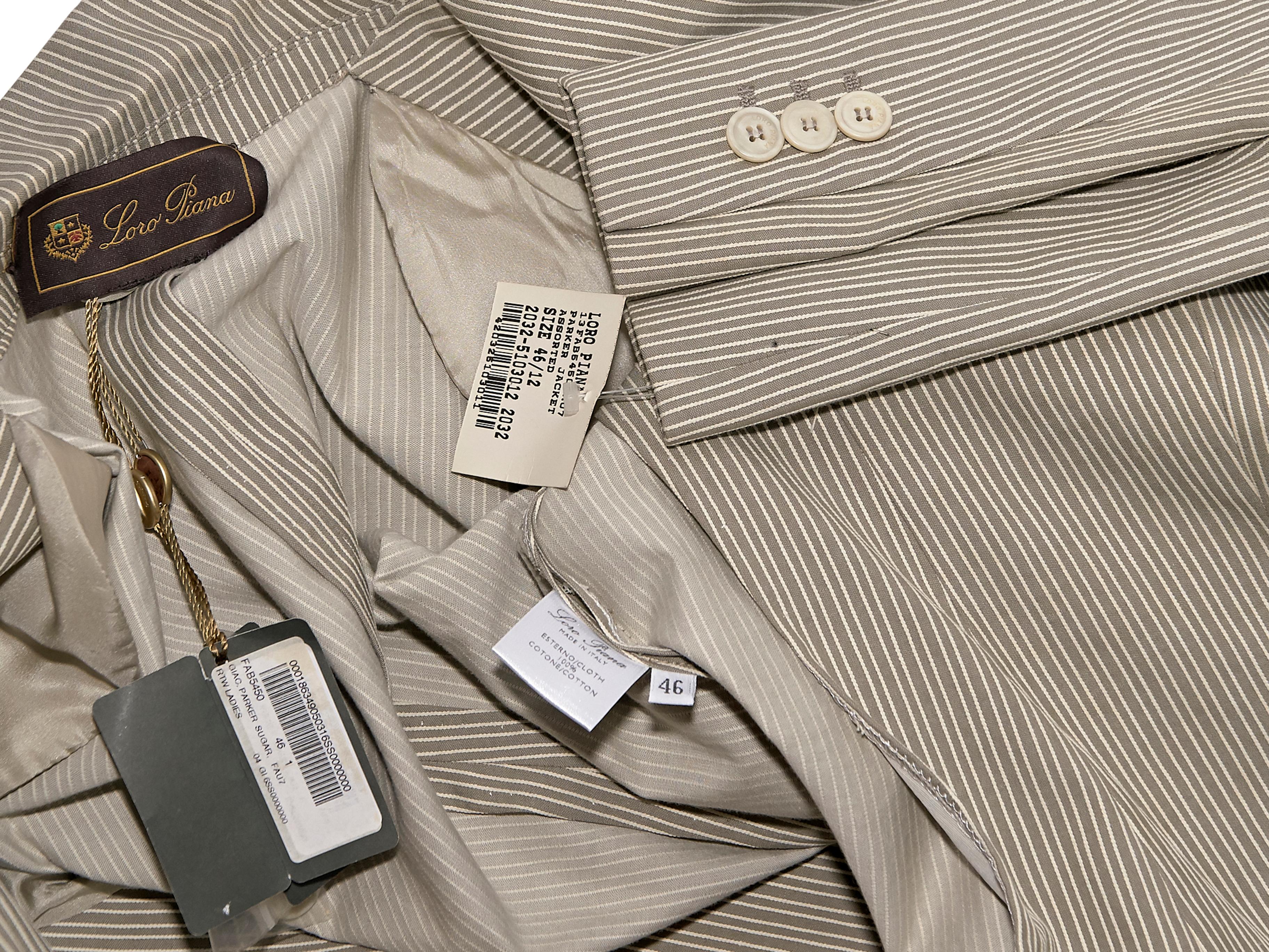 Women's Grey & White Loro Piana Striped Cotton Blazer