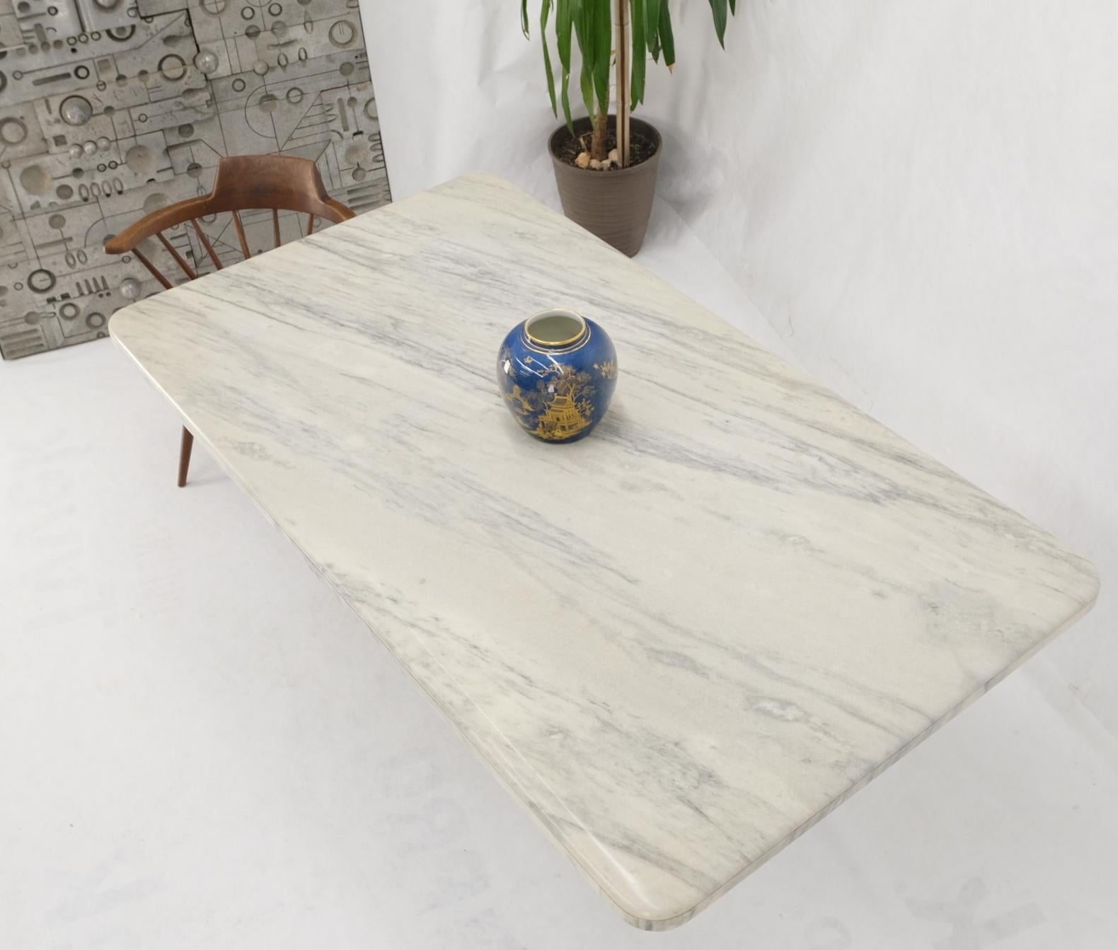 Italian Grey & White Marble Rounded Corners Single Pedestal Dining Conference Table  For Sale