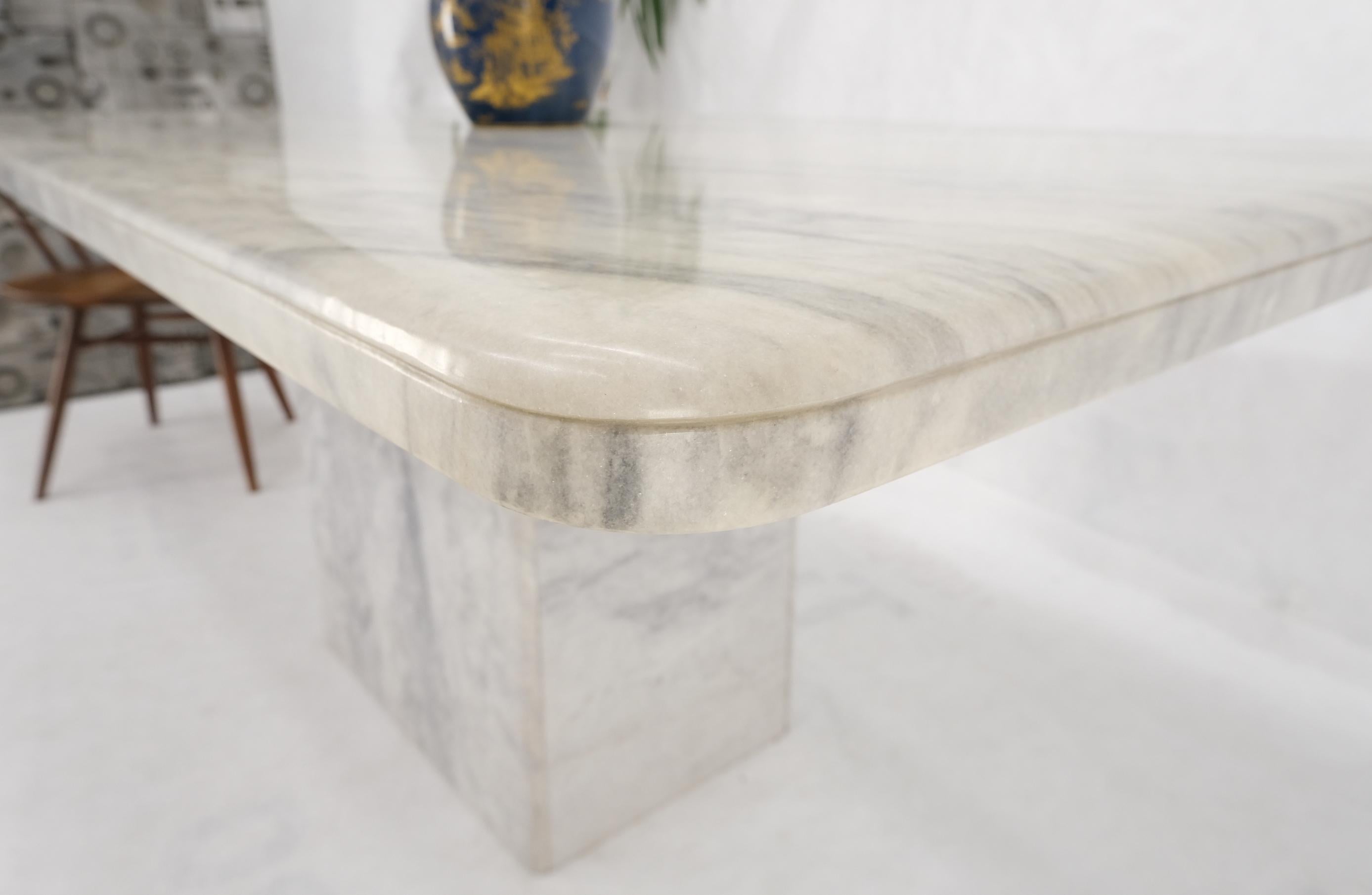 20th Century Grey & White Marble Rounded Corners Single Pedestal Dining Conference Table  For Sale