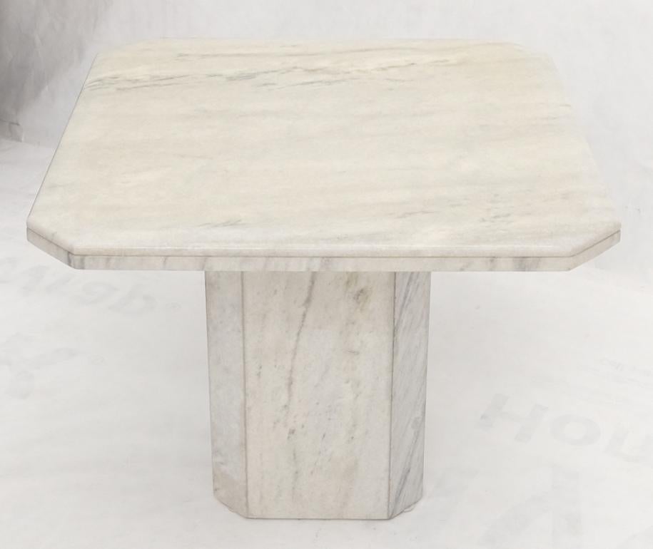 Italian Grey & White Marble Square Mid-Century Modern Single Pedestal Side End Table  For Sale
