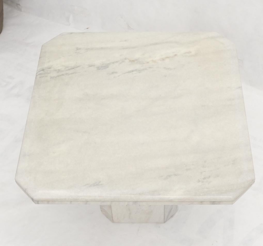 20th Century Grey & White Marble Square Mid-Century Modern Single Pedestal Side End Table  For Sale