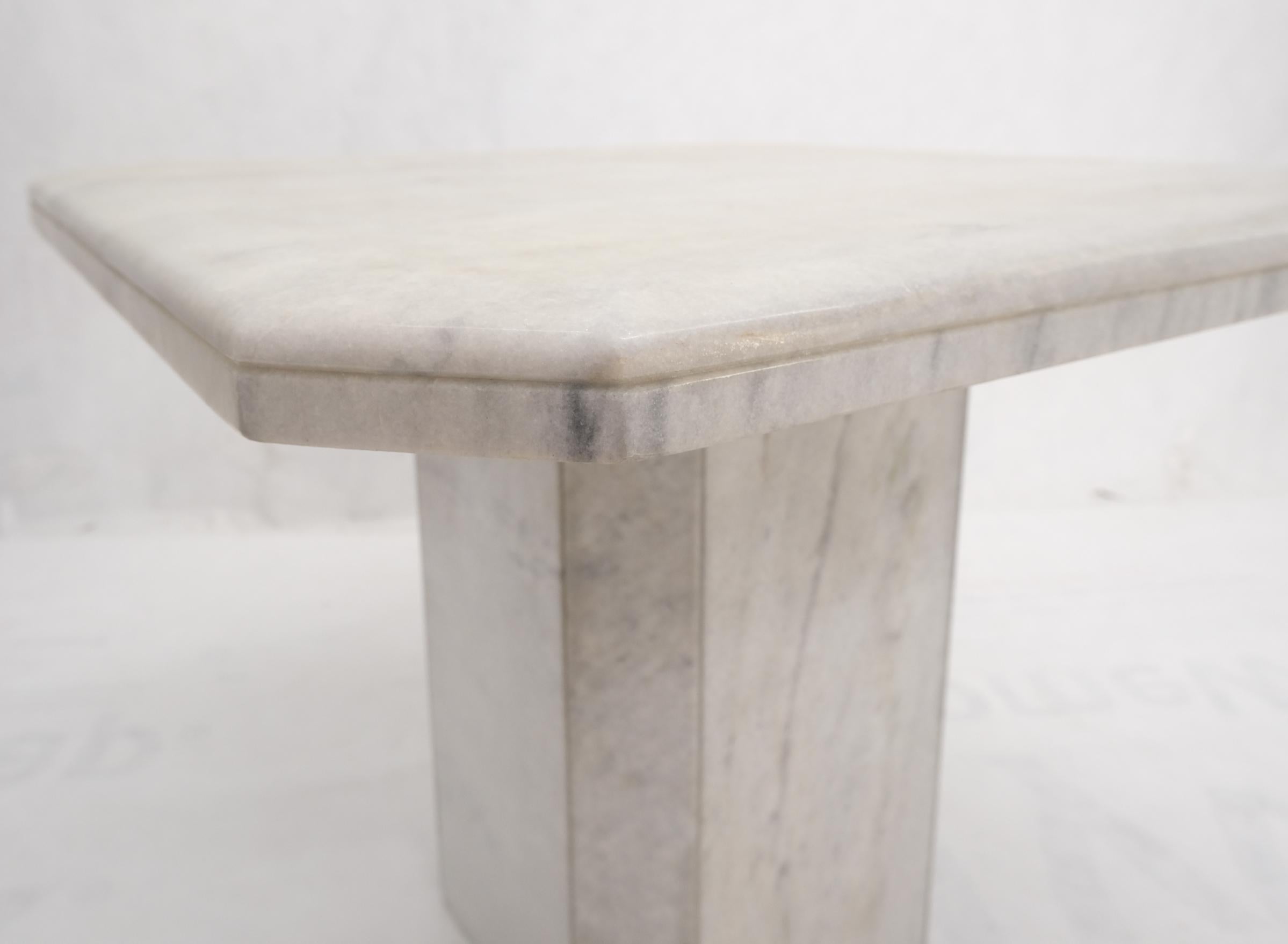 Grey & White Marble Square Mid-Century Modern Single Pedestal Side End Table  For Sale 2