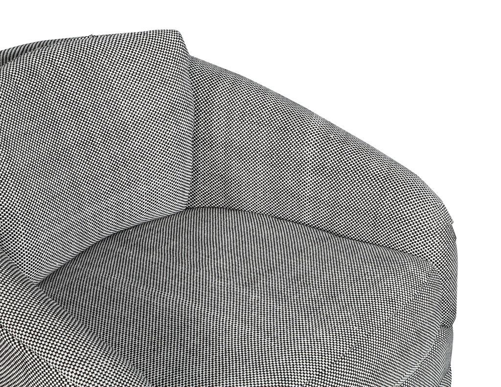 American Grey White Patterned Swivel Lounge Chair Attributed to Milo Baughman For Sale