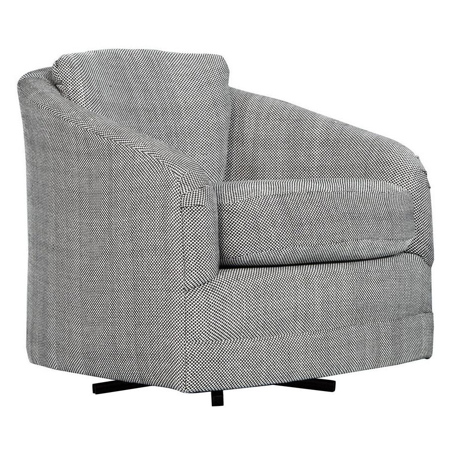 Fauteuil pivotant à motifs gris et blanc attribué à Milo Baughman