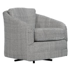 Fauteuil pivotant à motifs gris et blanc attribué à Milo Baughman