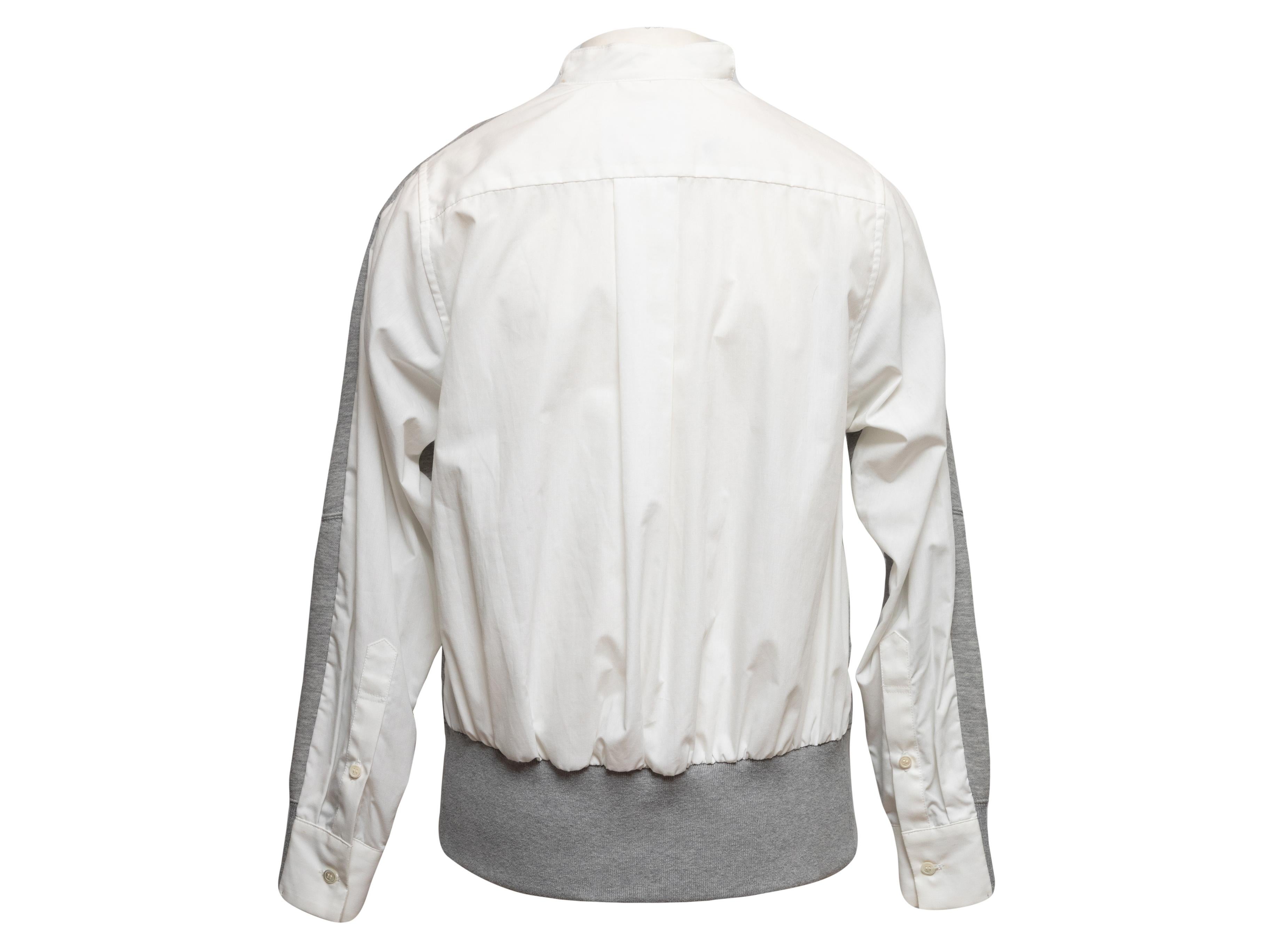 Grey & White Sacai Sweatshirt Blouse Designer Size 1 Bon état - En vente à New York, NY