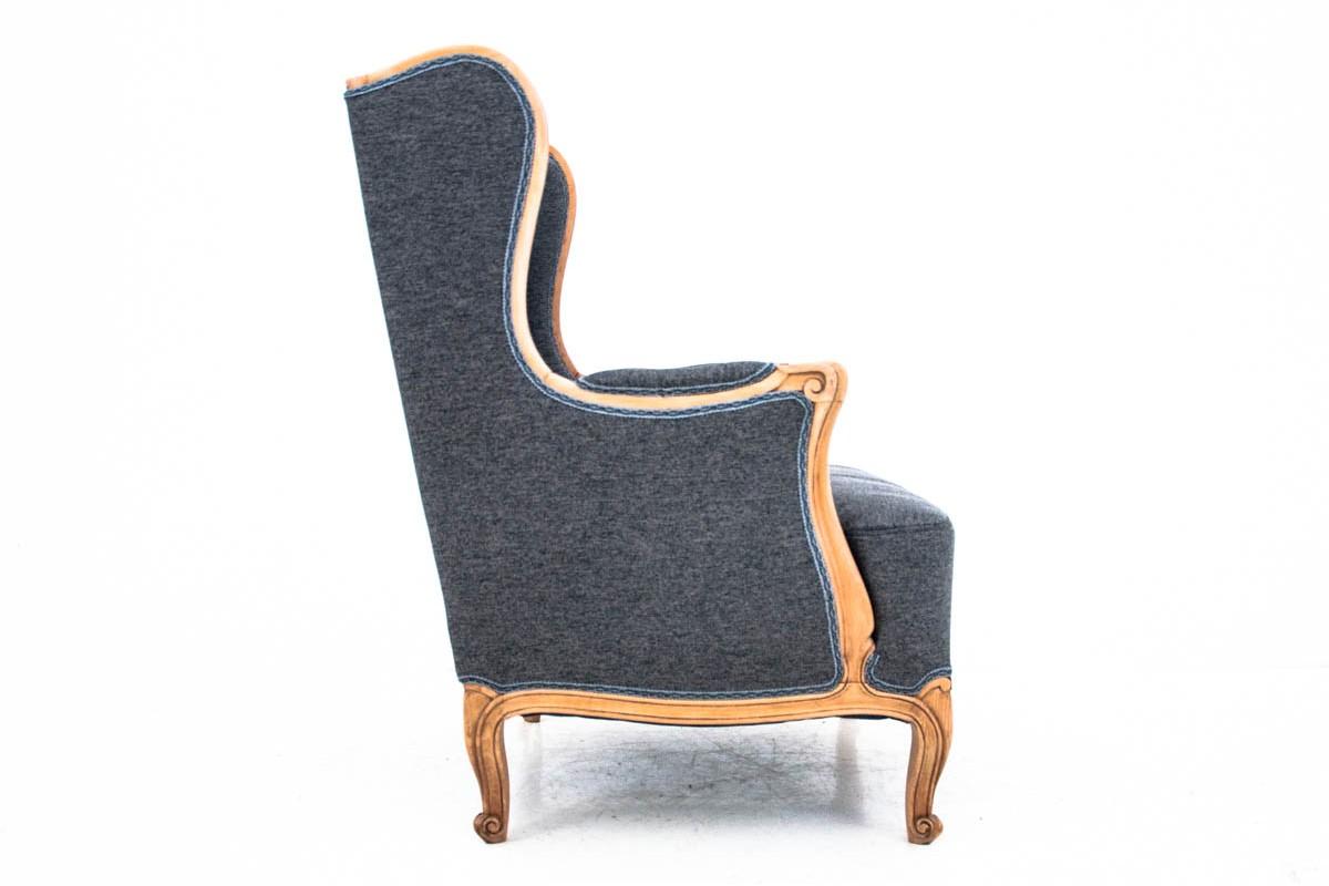 Louis Philippe Grey Wingback Louis Phillipe Style Armchair, France, 1920