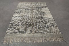 Grey with Ivory Pattern Moroccan Rug Handcrafted 100% Wool
