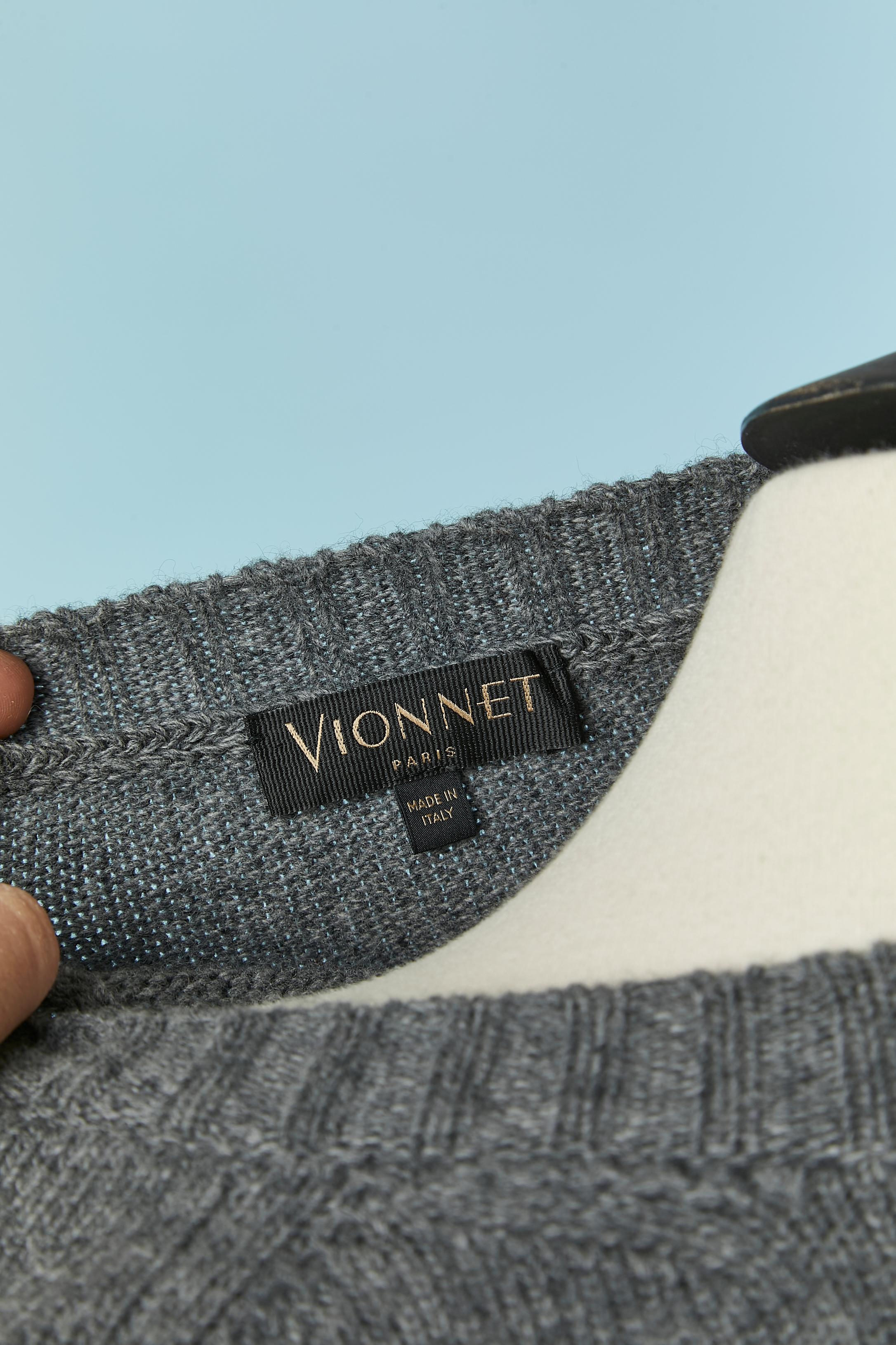 Grey wool and cashmere sweater with gros-grain belt on the side VIONNET For Sale 1
