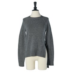 Grauer Pullover aus Wolle und Kaschmir mit seitlichem Rillengürtel VIONNET
