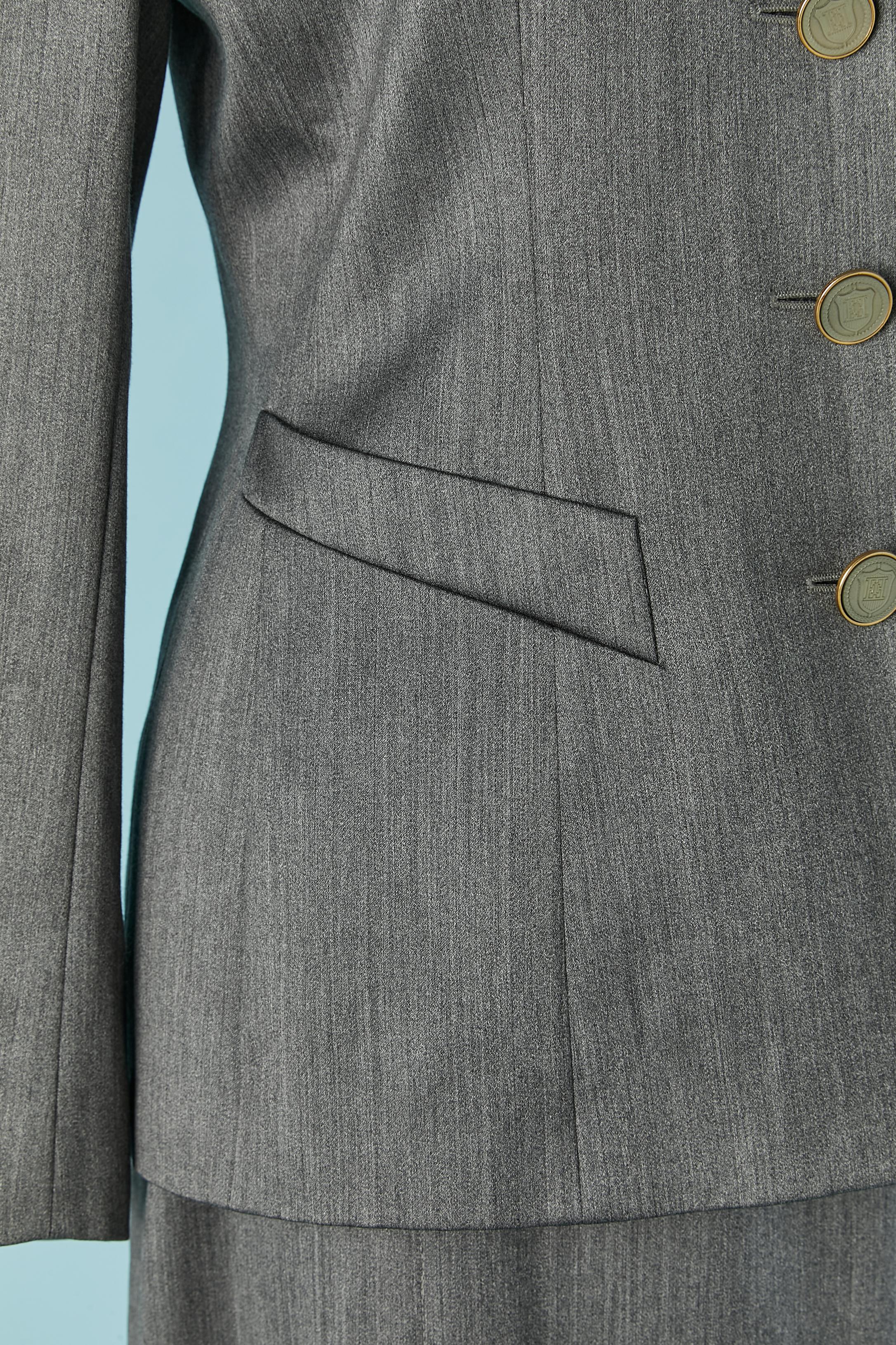 Grey wool and rayon skirt-suit Escada Margaretha Ley In Excellent Condition For Sale In Saint-Ouen-Sur-Seine, FR