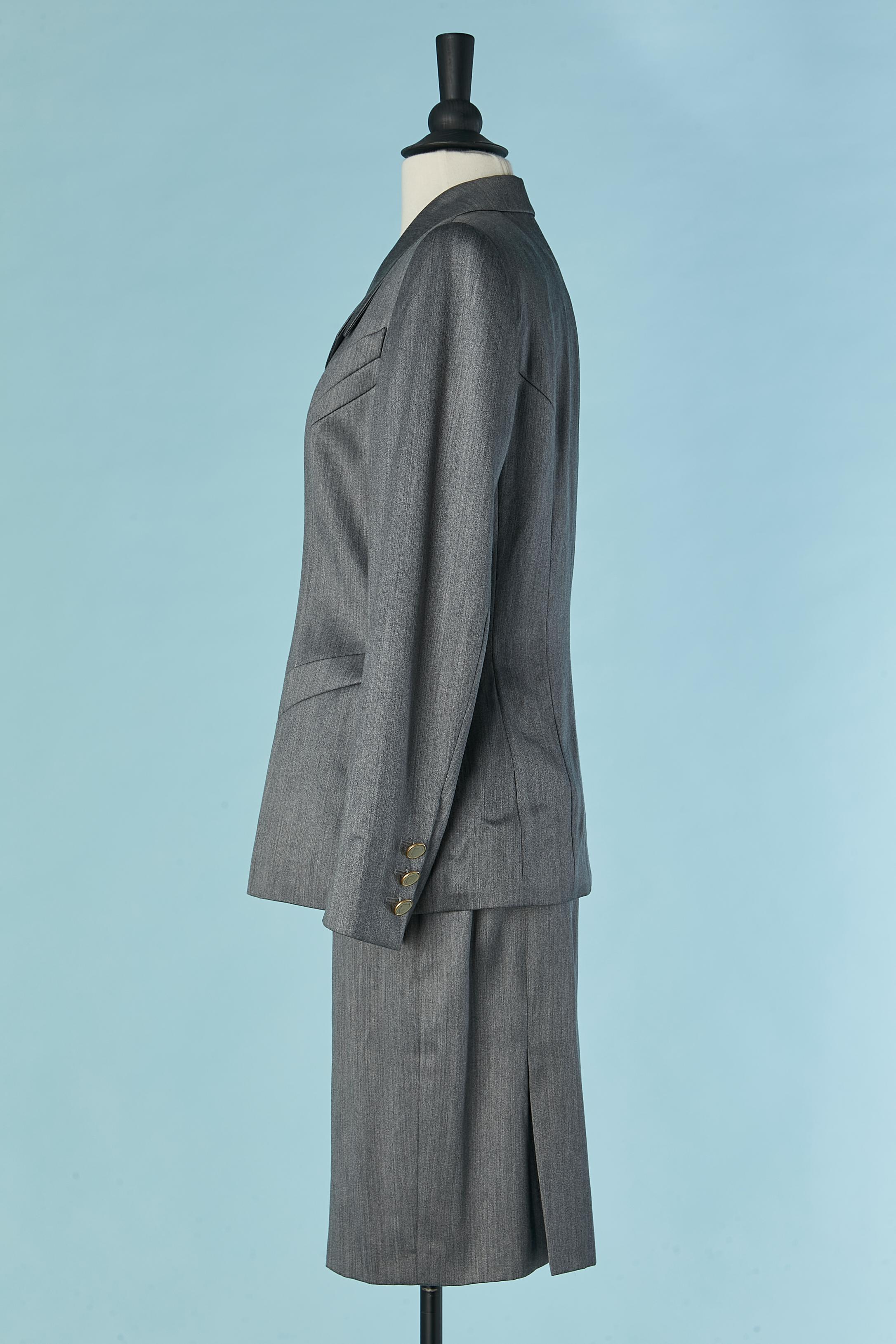 Women's Grey wool and rayon skirt-suit Escada Margaretha Ley For Sale