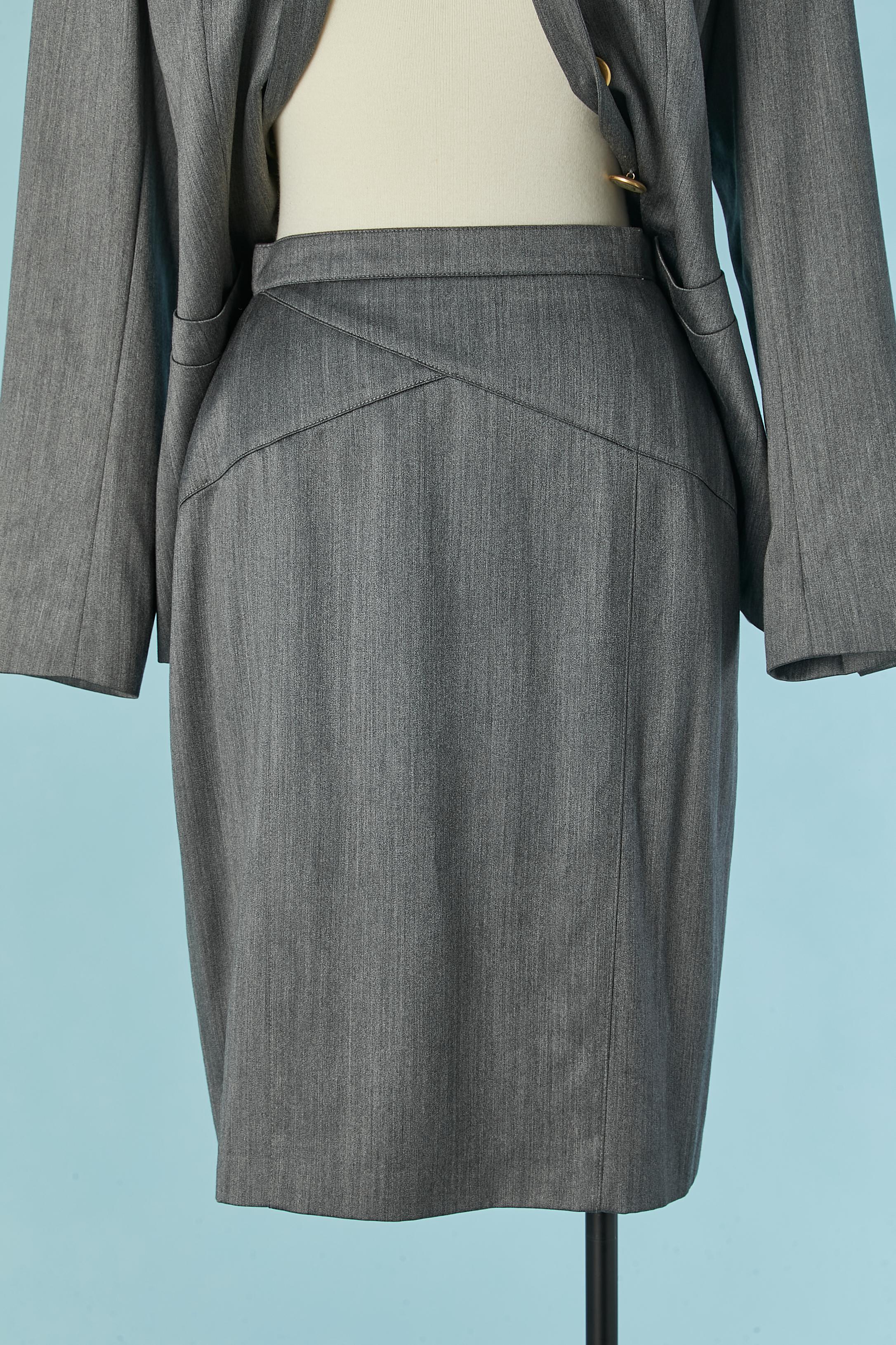 Grey wool and rayon skirt-suit Escada Margaretha Ley For Sale 2