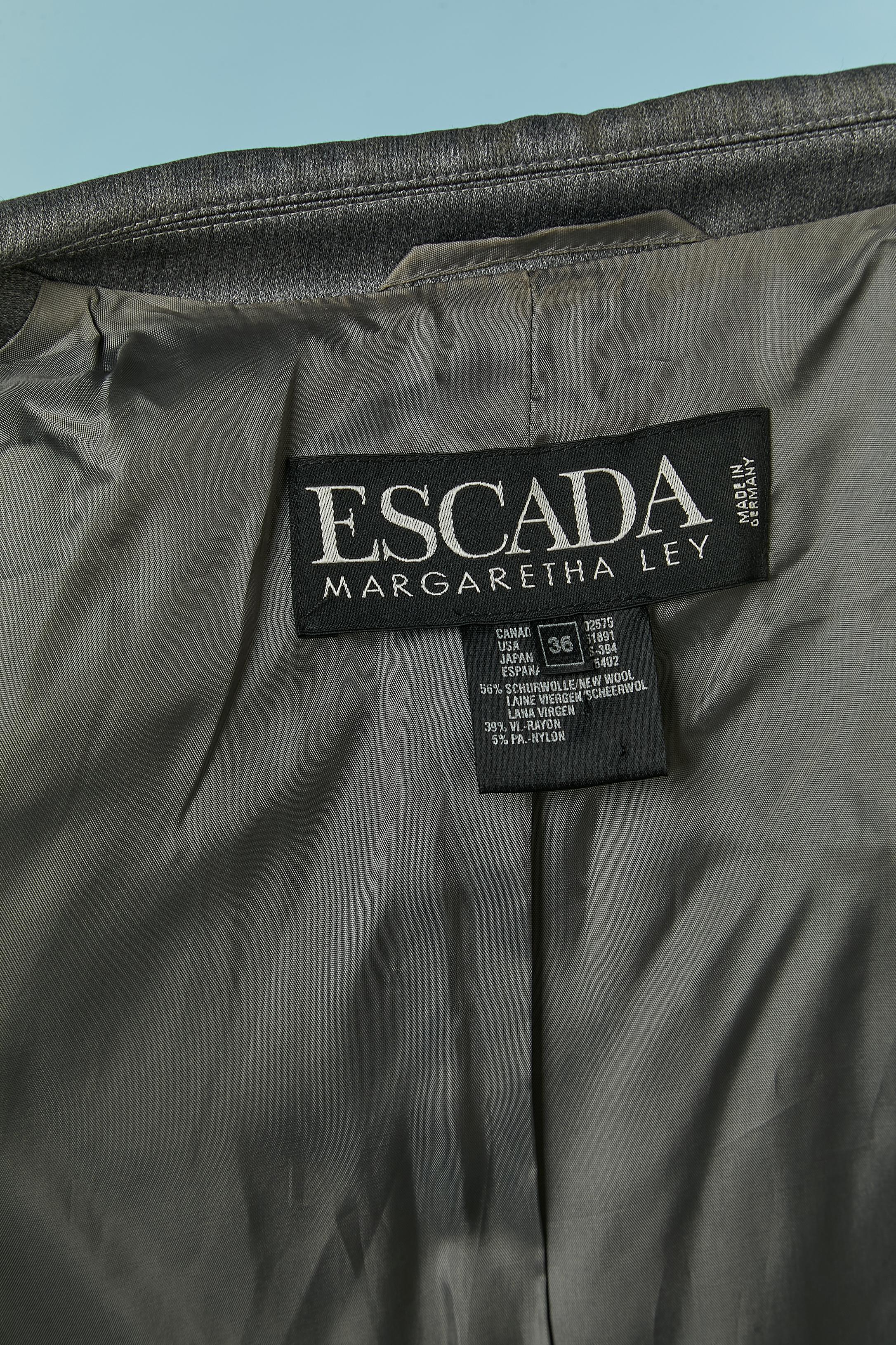Grey wool and rayon skirt-suit Escada Margaretha Ley For Sale 3