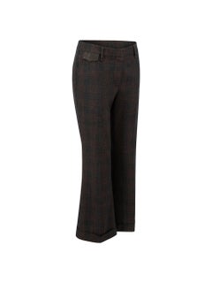 Grey Wool Blend Beaded Detail Checker Trousers Size XL