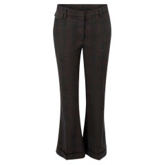 Grey Wool Blend Beaded Detail Checker Trousers Size XL