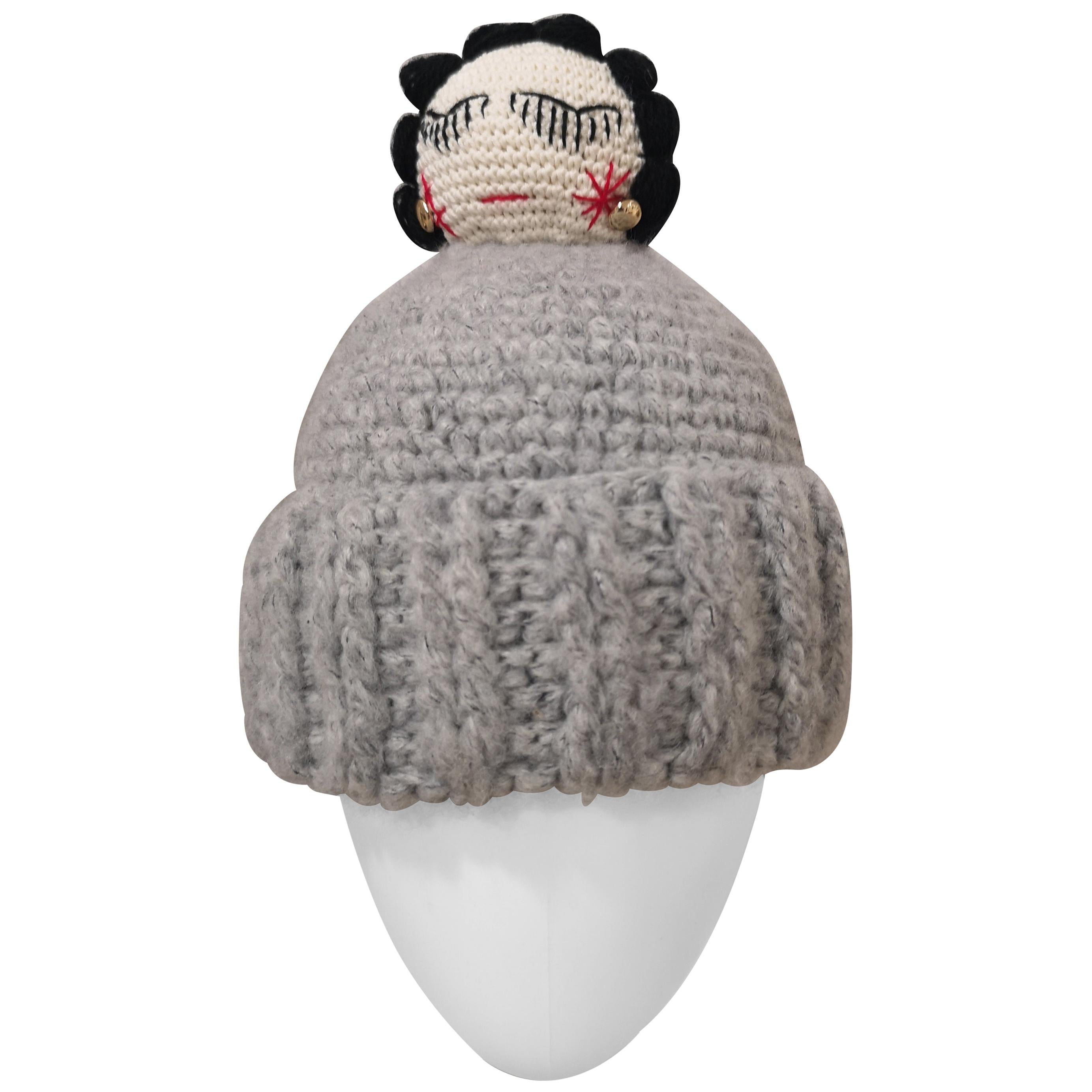 Grey wool Coco doll hat