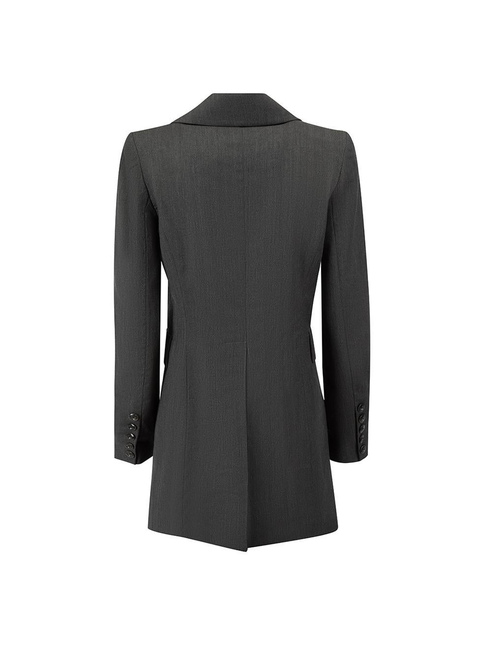 Black Grey Wool Double Breasted Coat Size M For Sale