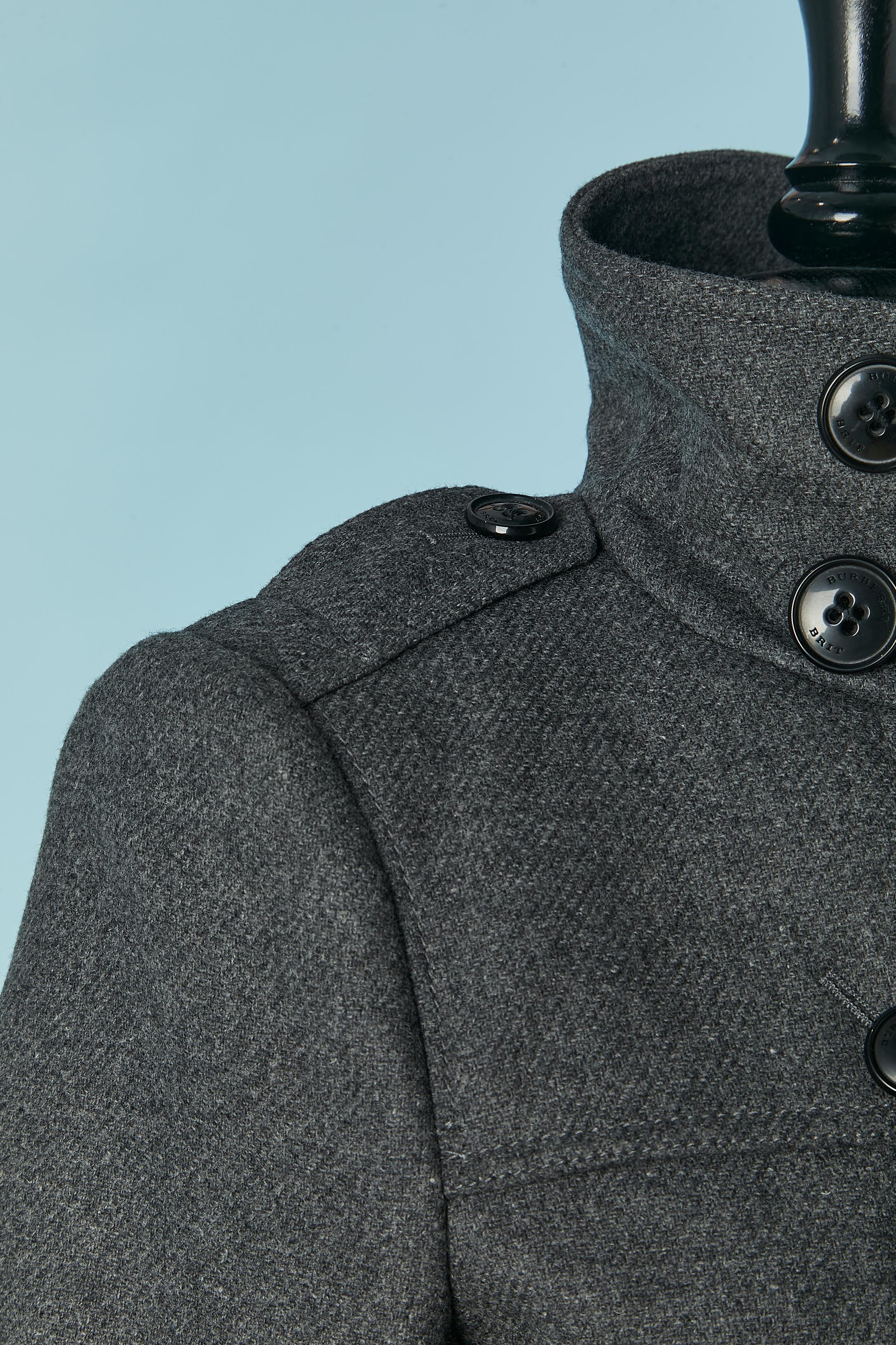 Grey wool double-breasted coat with belt BURBERRY BRIT New with tag In New Condition For Sale In Saint-Ouen-Sur-Seine, FR