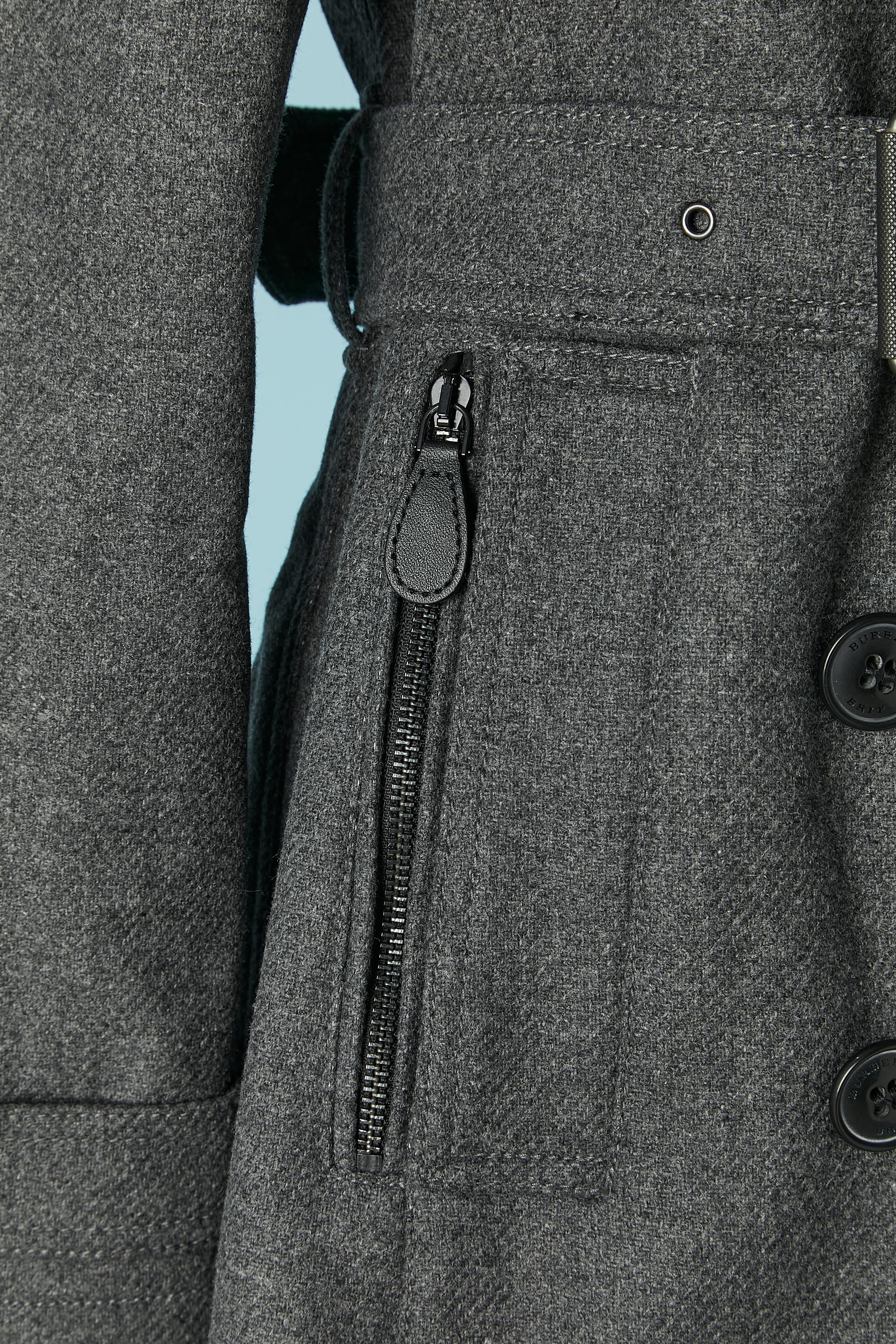 Women's Grey wool double-breasted coat with belt BURBERRY BRIT New with tag For Sale