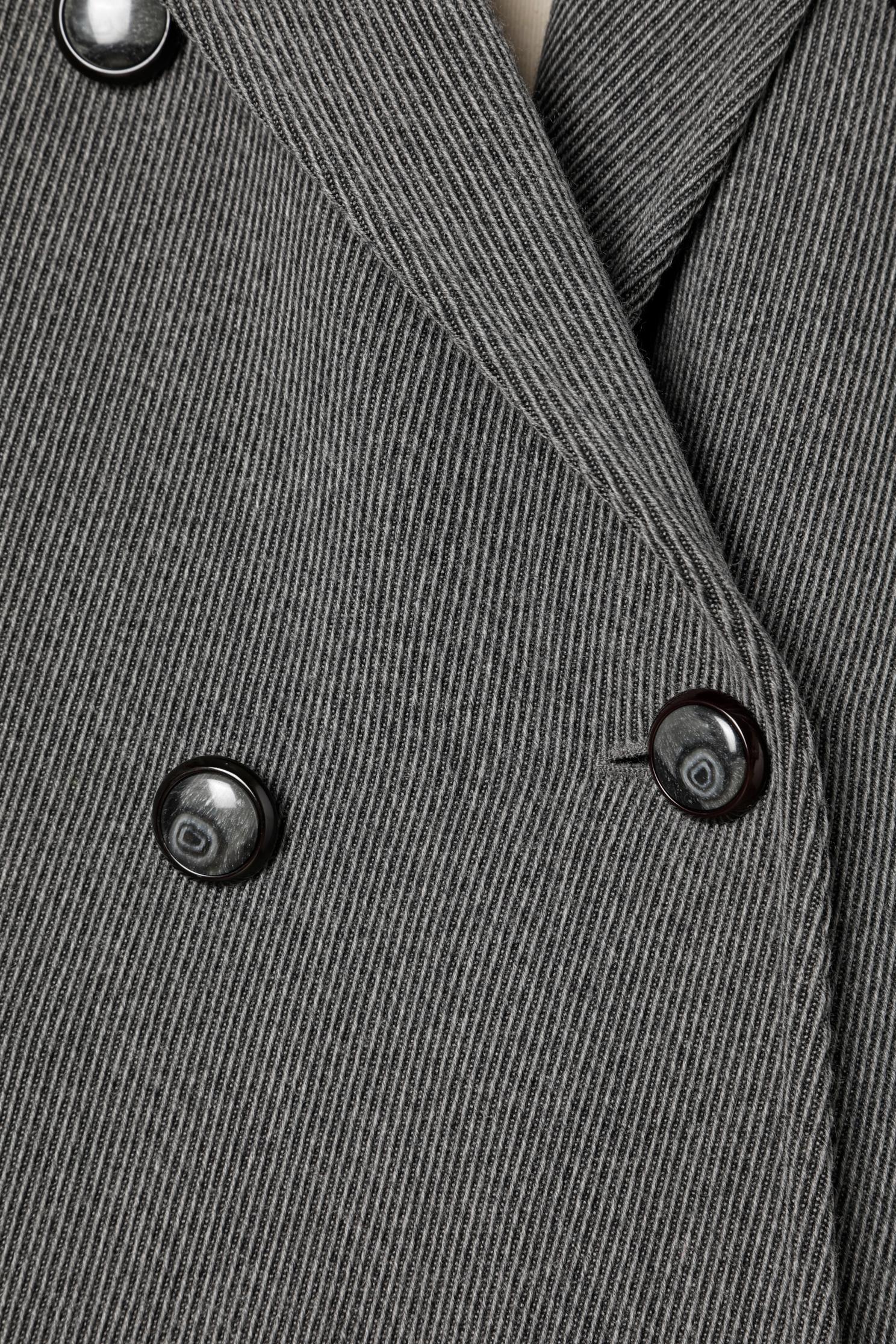 Grey wool double-breasted coat with collar and cuffs in black velvet Valentino  In Excellent Condition In Saint-Ouen-Sur-Seine, FR