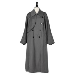 Grey wool double breasted trench-coat oversize Hermès