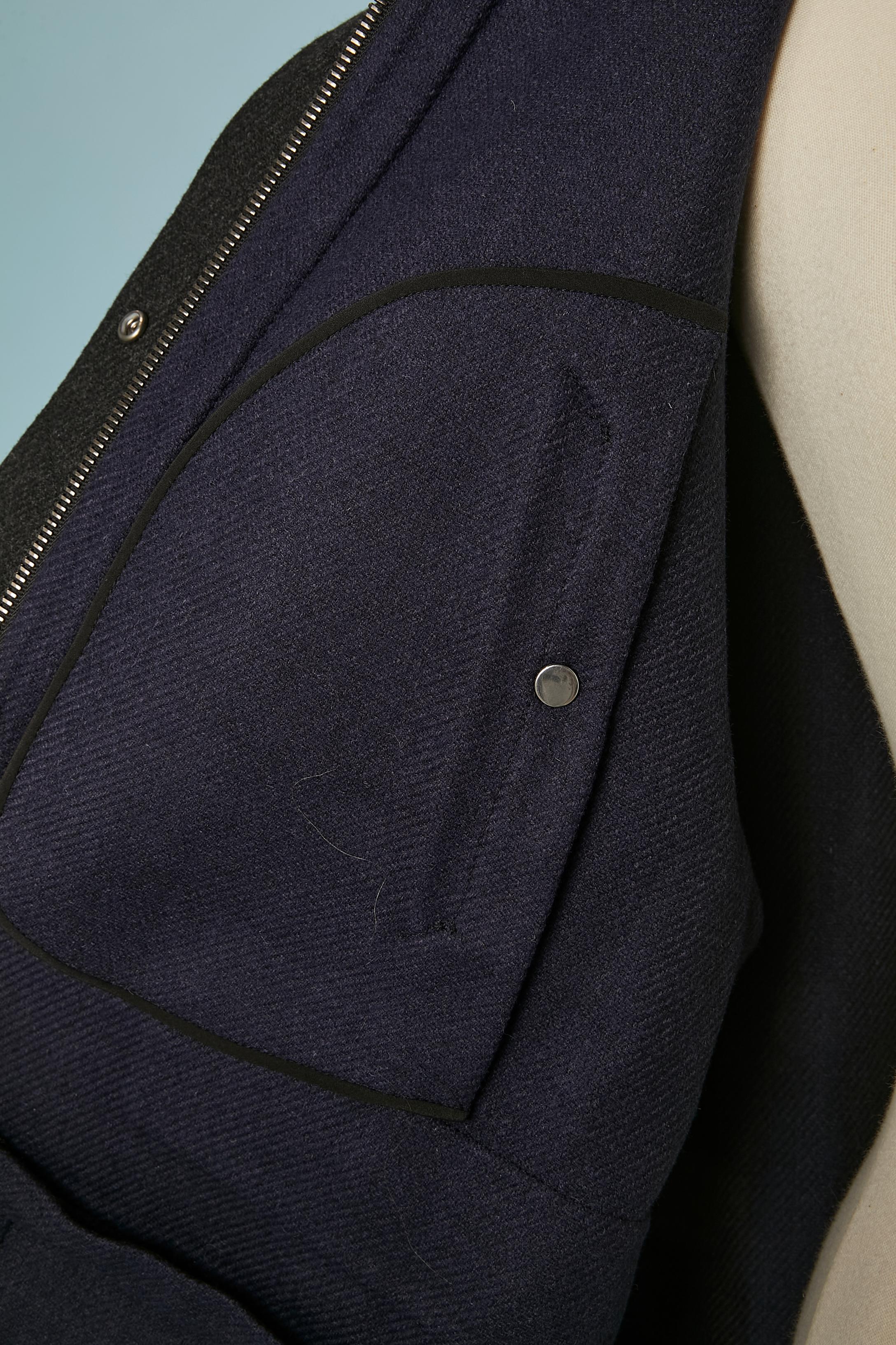 Grey wool double-face coat with zipped hood CHRISTIAN DIOR in vendita 6