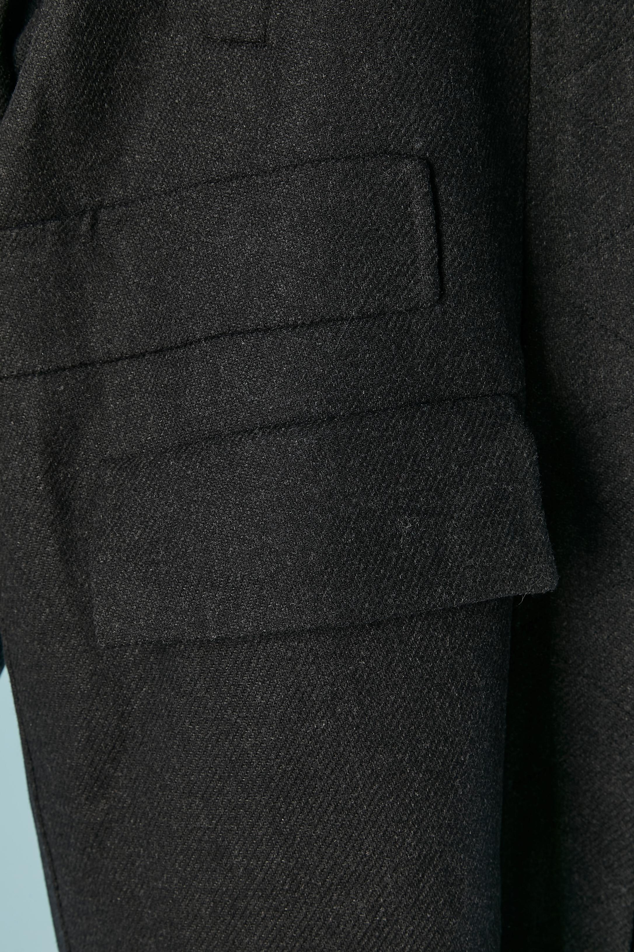 Nero Grey wool double-face coat with zipped hood CHRISTIAN DIOR in vendita