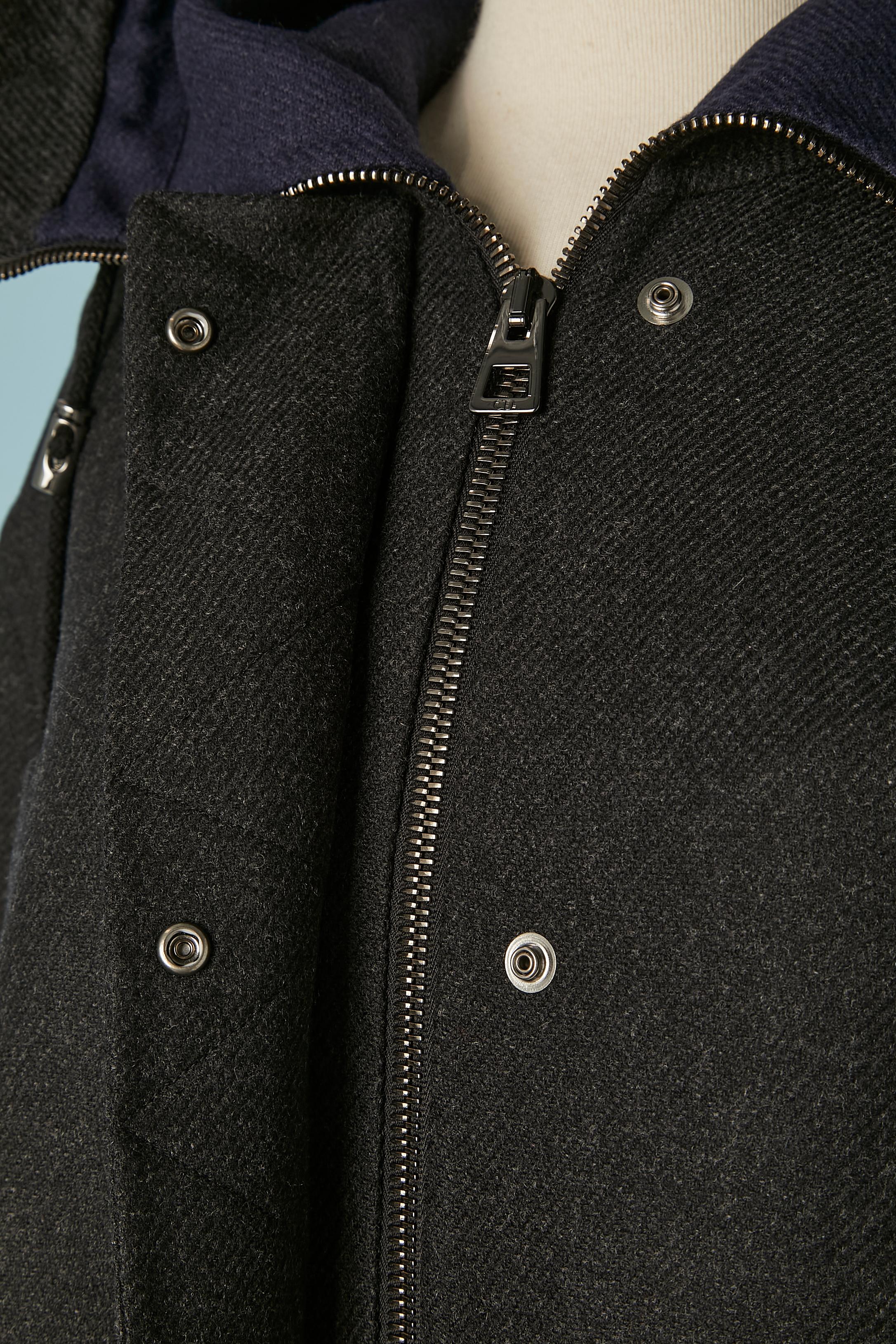da uomo o donna Grey wool double-face coat with zipped hood CHRISTIAN DIOR in vendita