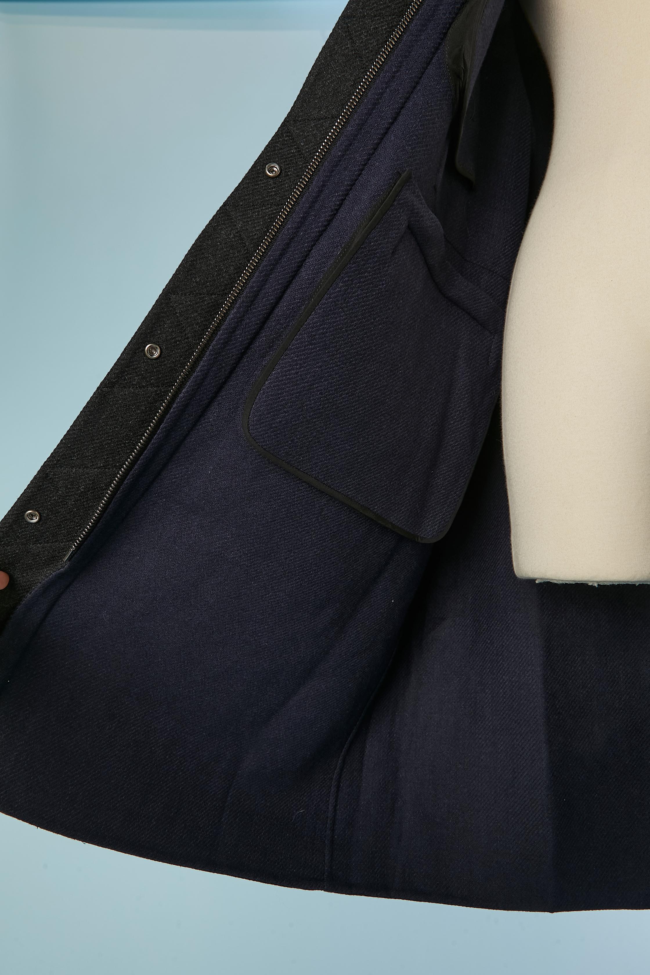 Grey wool double-face coat with zipped hood CHRISTIAN DIOR in vendita 4