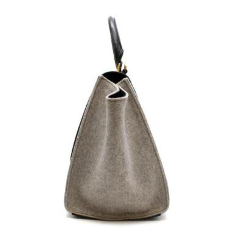 Grey wool-felt & black leather Trapeze bag In Good Condition For Sale In London, GB