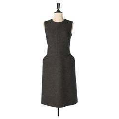 Vestido sin mangas de franela de lana gris de BOTTEGA VENETA