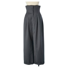 Grey wool high-waisted trouser Christian Lacroix Luxe Paris 