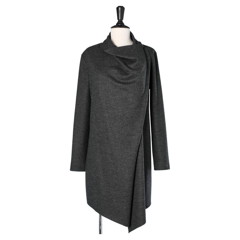 Grey wool jersey cardigan with asymmetrical cut Helmut Lang For Sale at ...