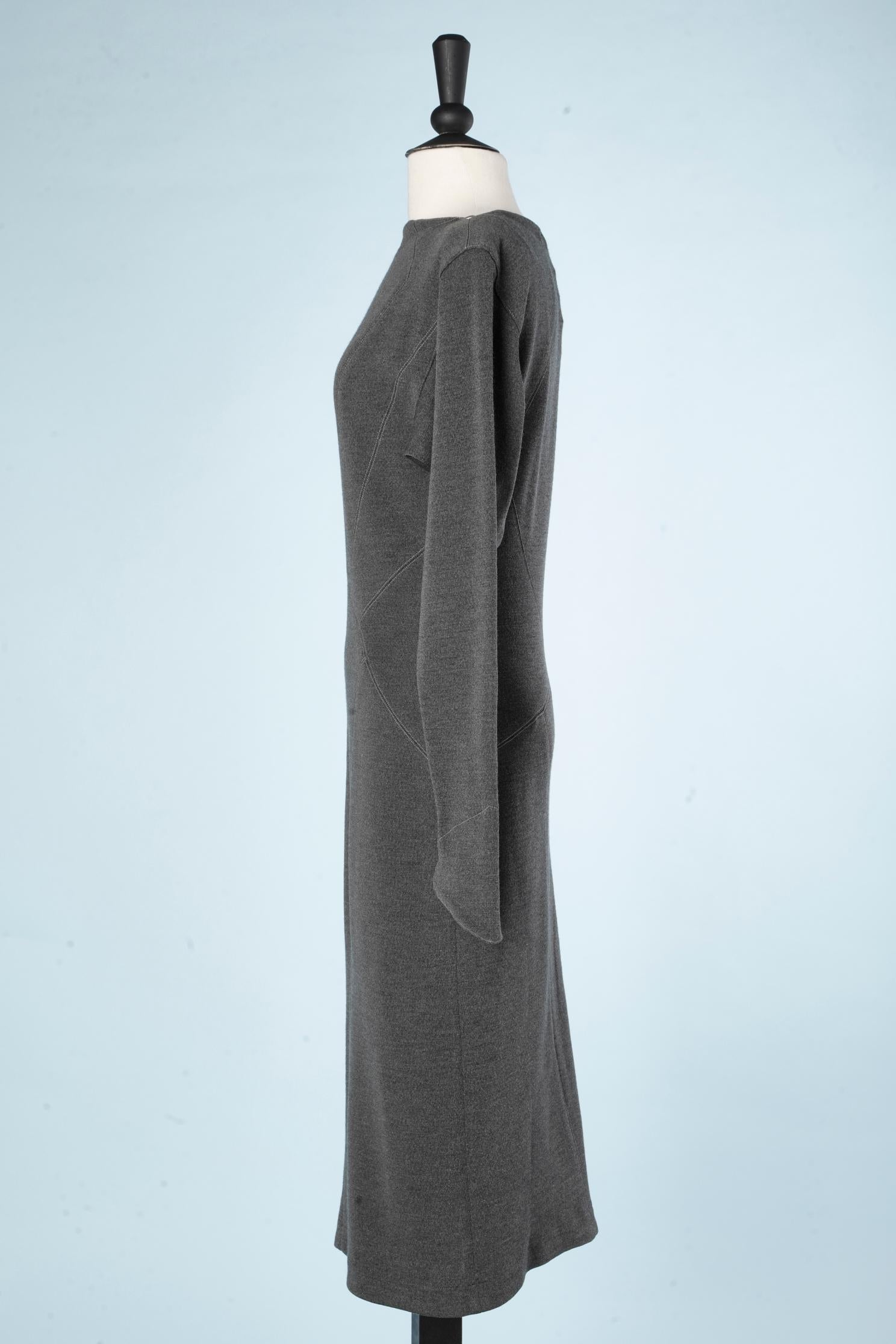 Grey wool jersey dress with zip opening AlaÏa In Excellent Condition For Sale In Saint-Ouen-Sur-Seine, FR