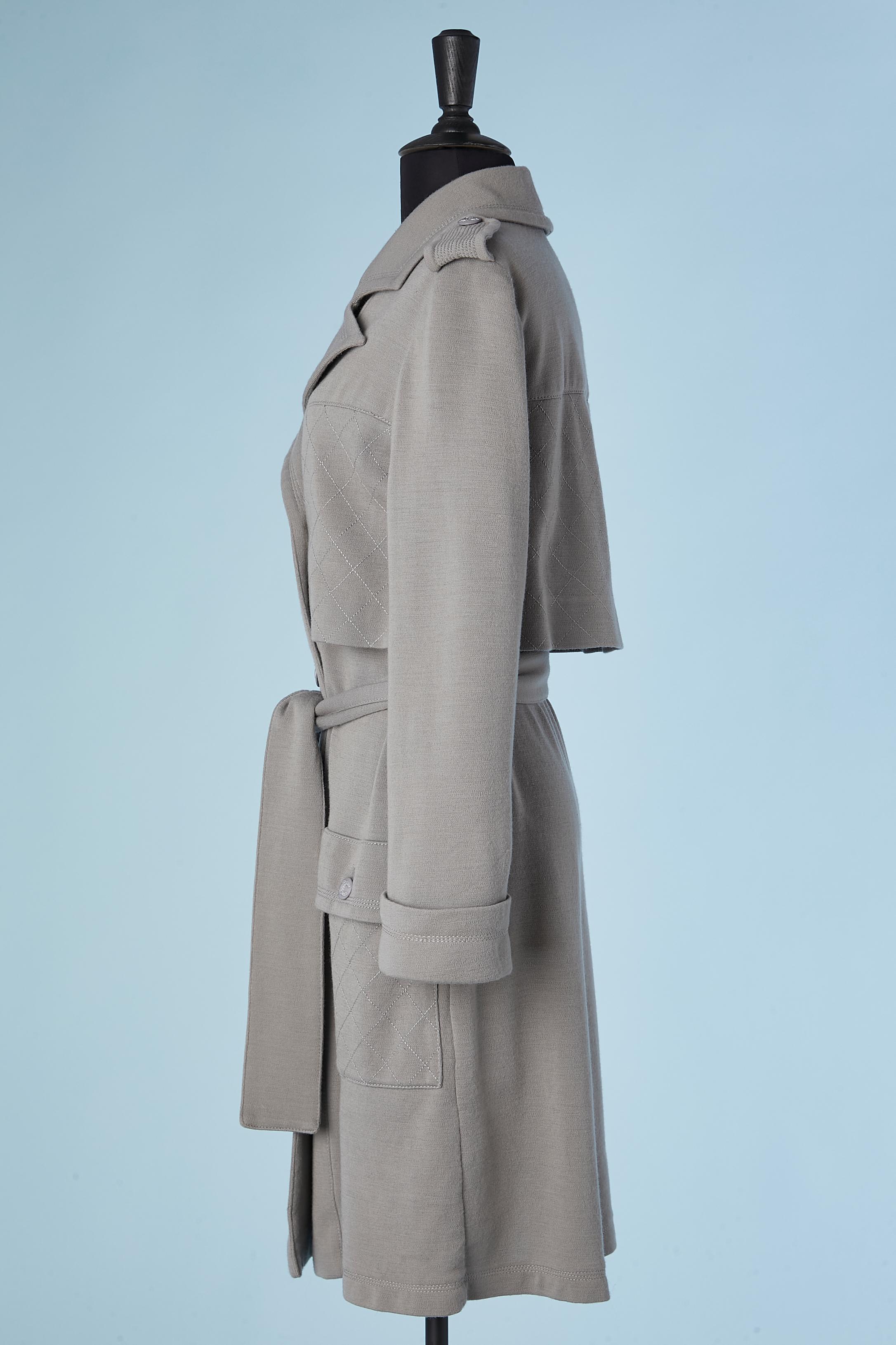 Gray Grey wool jersey trench-coat Chanel  For Sale