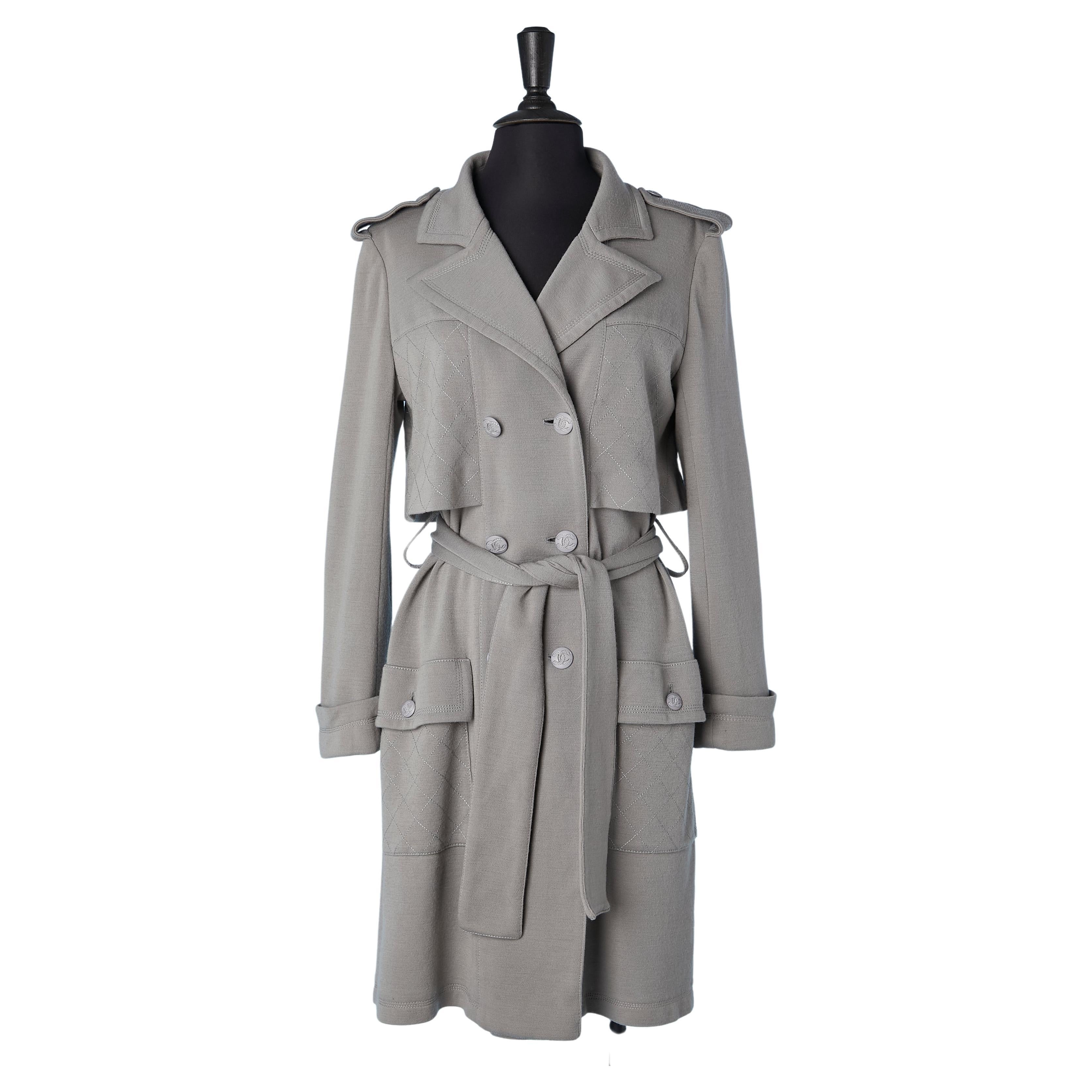 Grey wool jersey trench-coat Chanel 