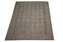 Tappeto Kilim in lana grigia fatto a mano Rug & Kilim geometrici tradizionali