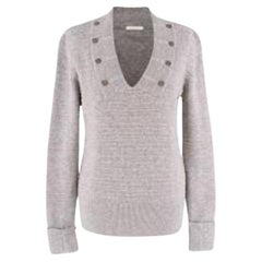 Grey Wool Knitted Jumper with Collar Detail