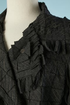 Grey wool patchwork and top-stitched skirt and jacket ensemble HEART HAAT