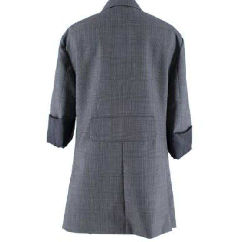 Gray Grey wool Prince of Wales checked blazer For Sale