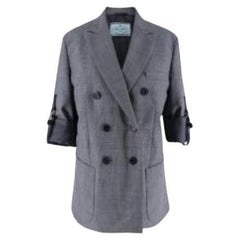 Grey wool Prince of Wales checked blazer