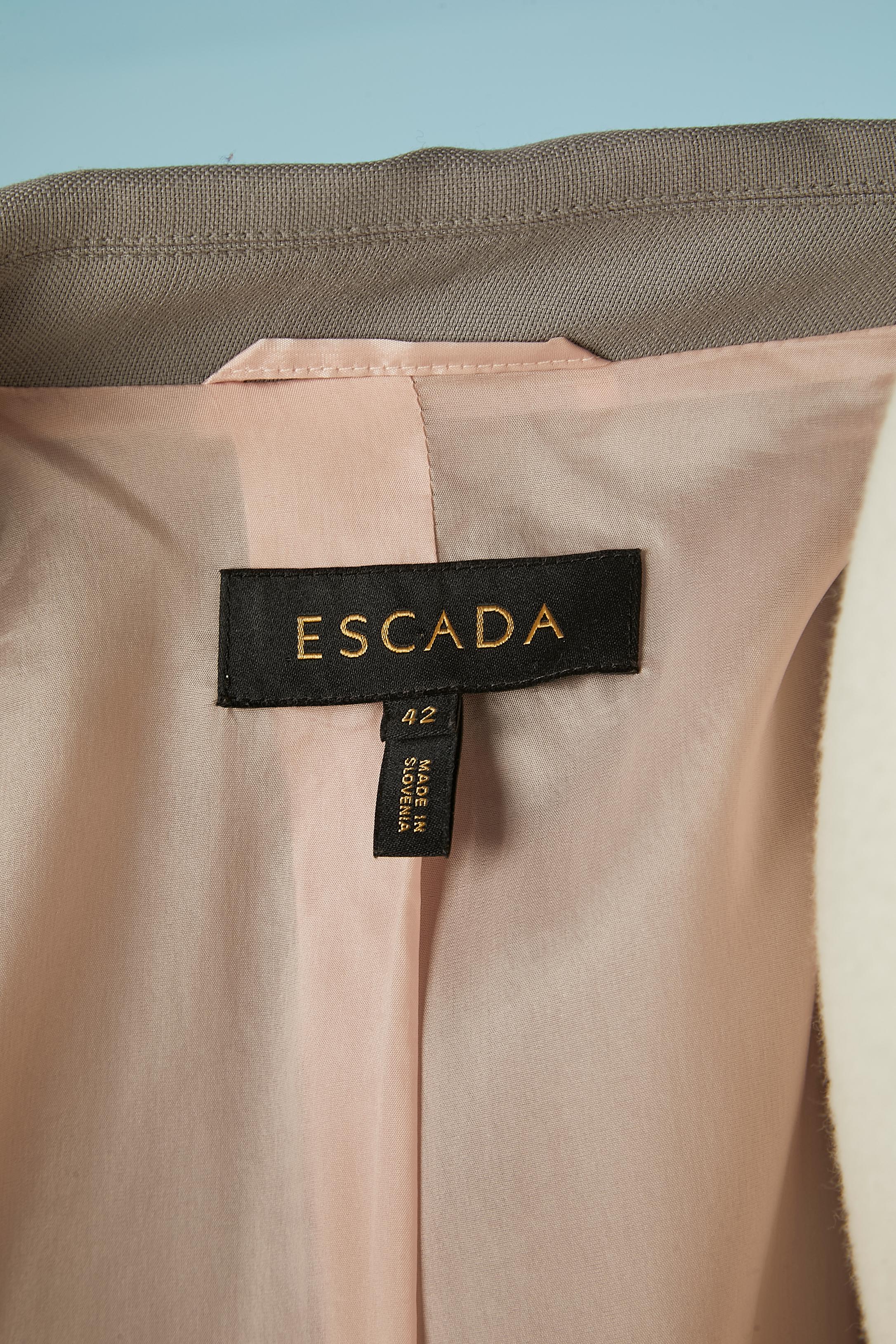 Grey wool single breasted blazer with black piping ESCADA For Sale 1