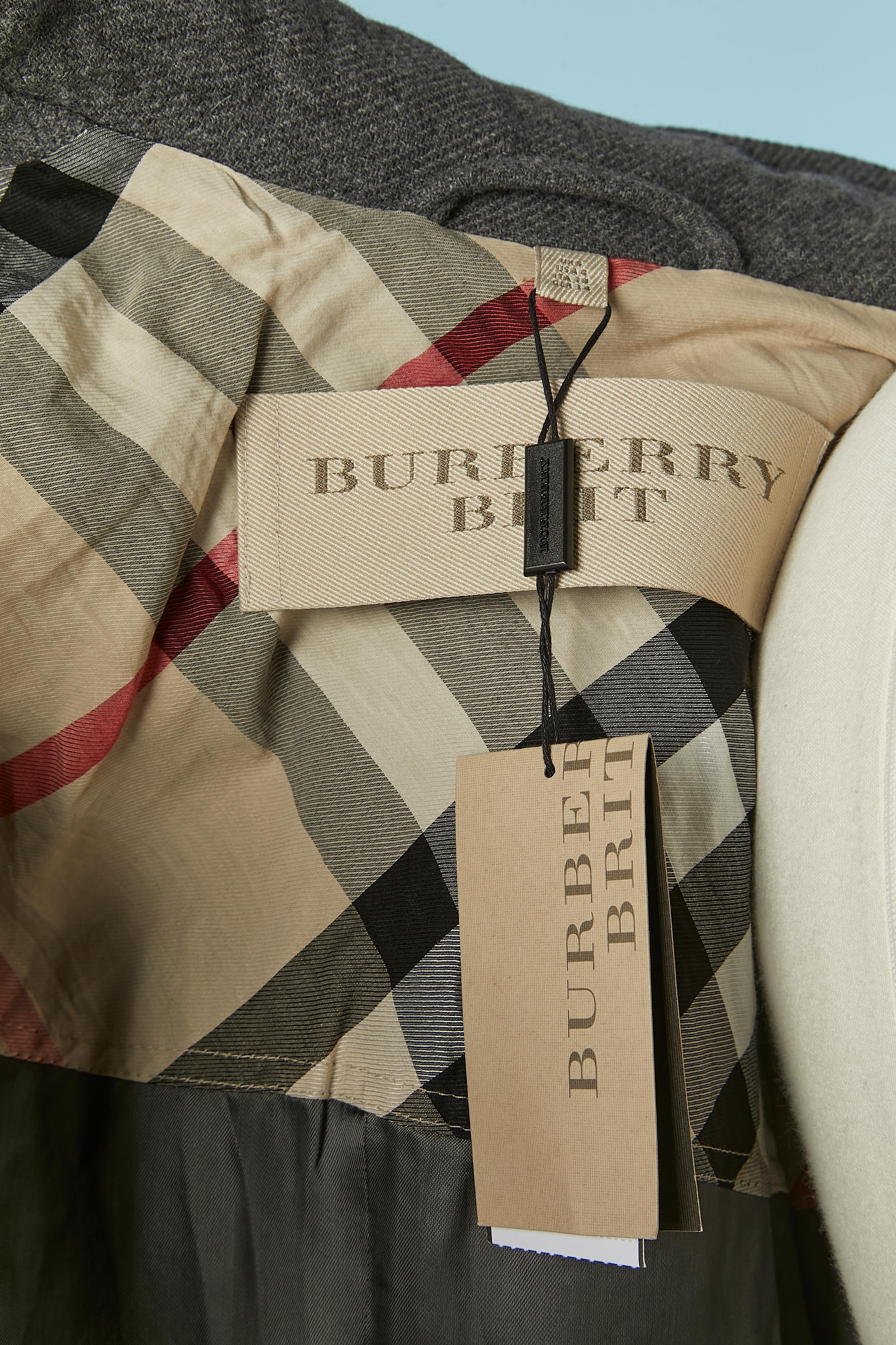 Grey wool single breasted coat BURBERRY BRIT New with tag For Sale 7