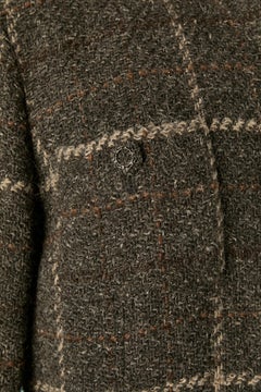 Grey wool single breasted jacket with check pattern CHANEL