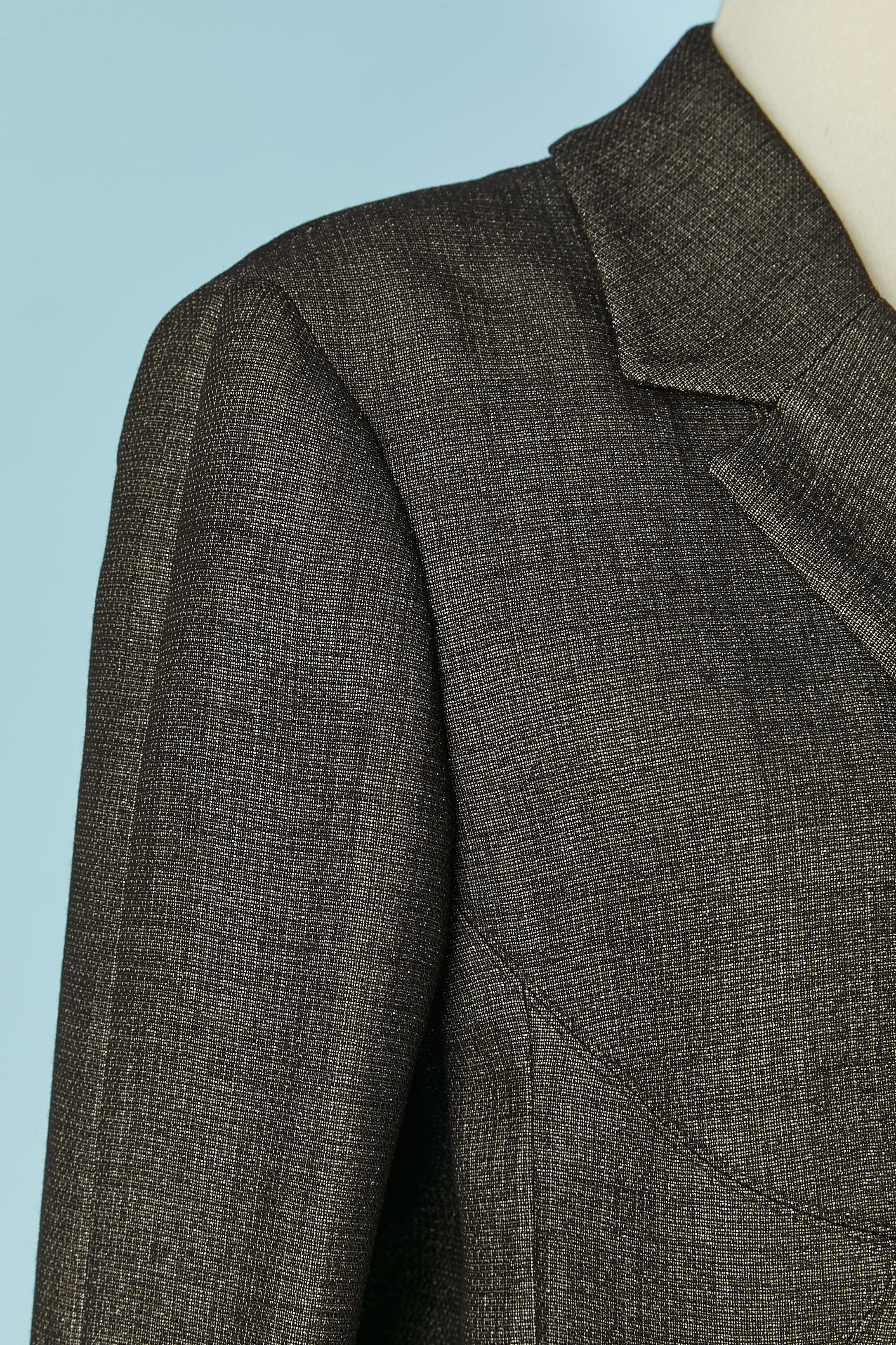 Grey wool single breasted jacket with lurex threads CHANEL Excellent état - En vente à Saint-Ouen-Sur-Seine, FR