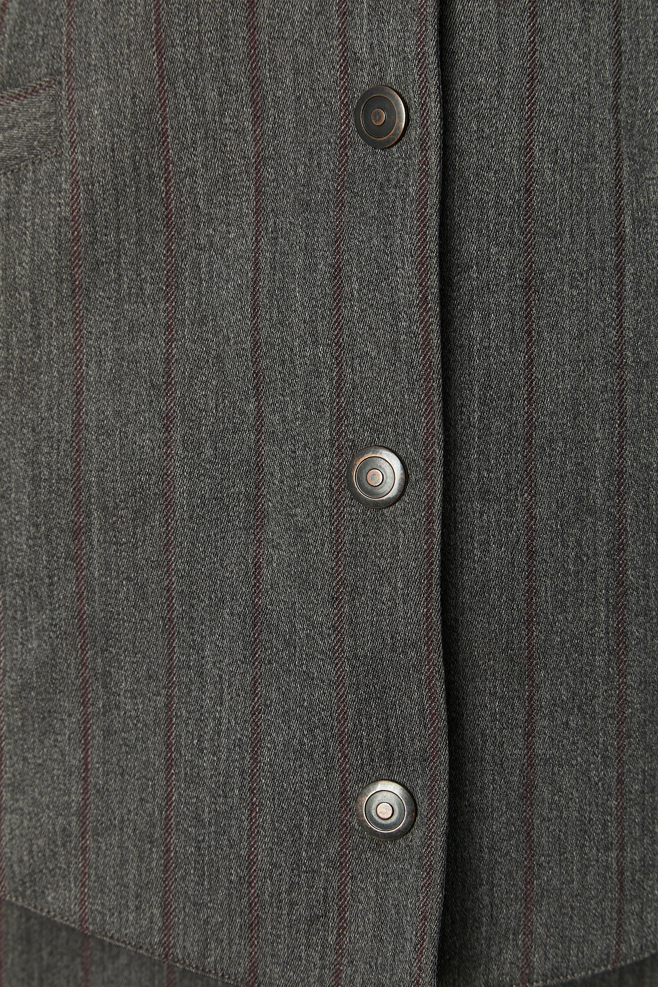 Black Grey wool skirt suit THIERRY MUGLER For Sale