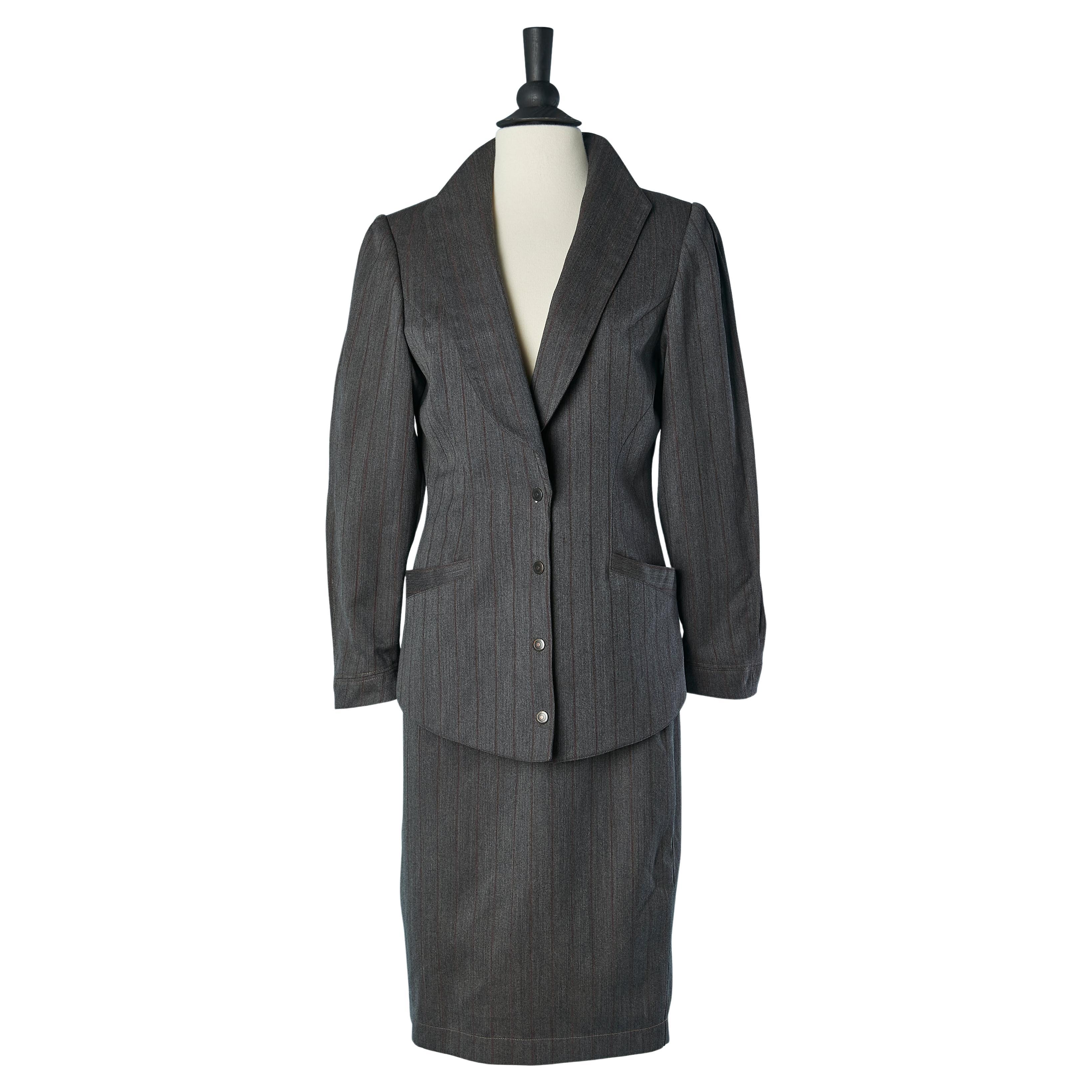 Grey wool skirt suit THIERRY MUGLER For Sale