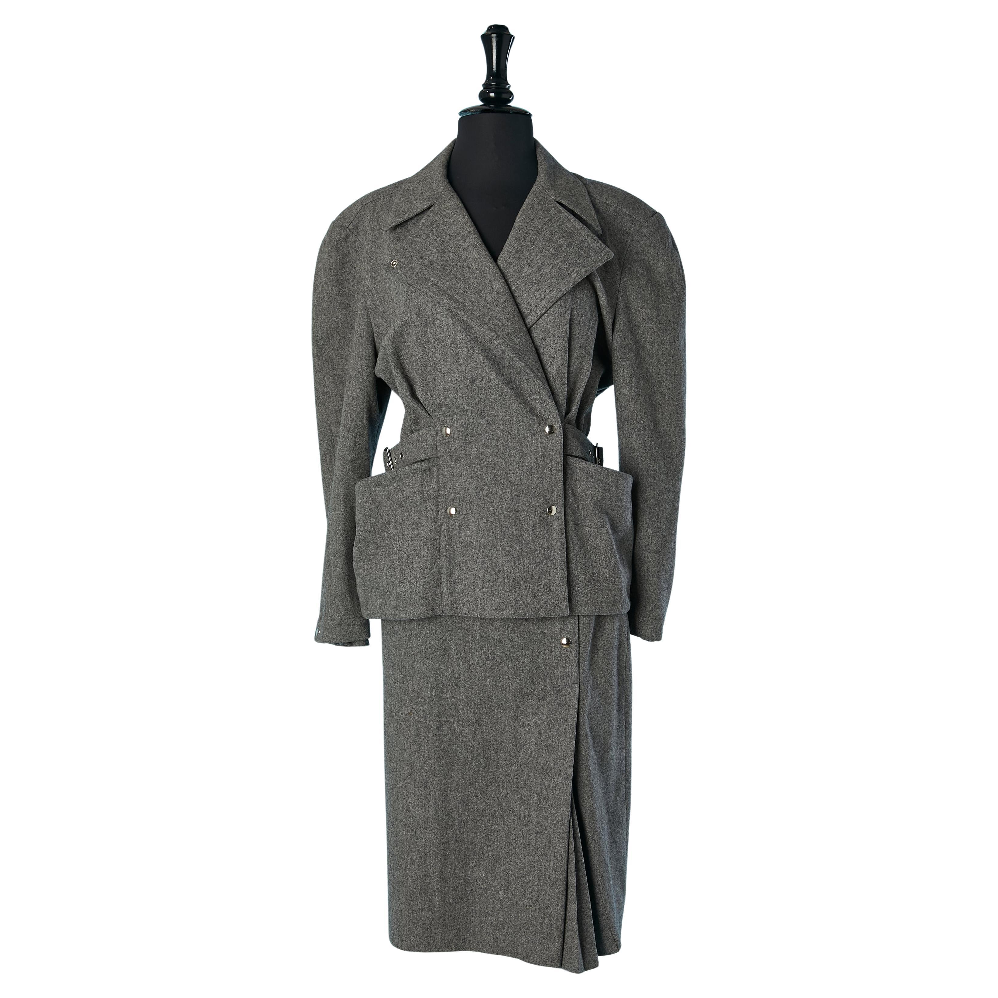 Grey wool skirt-suit THIERRY MUGLER en venta